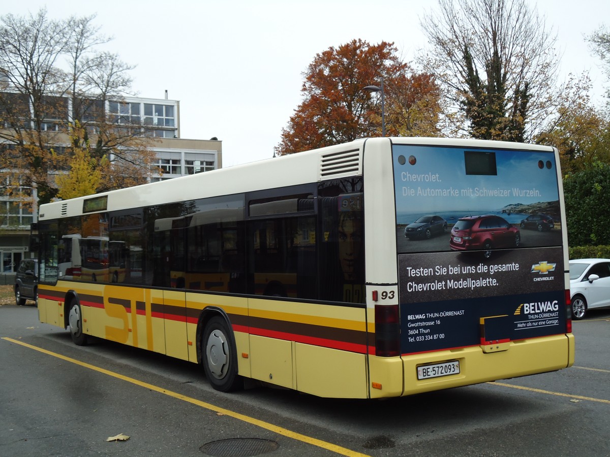 (142'171) - STI Thun - Nr. 93/BE 572'093 - MAN am 4. November 2012 bei der Schifflndte Thun