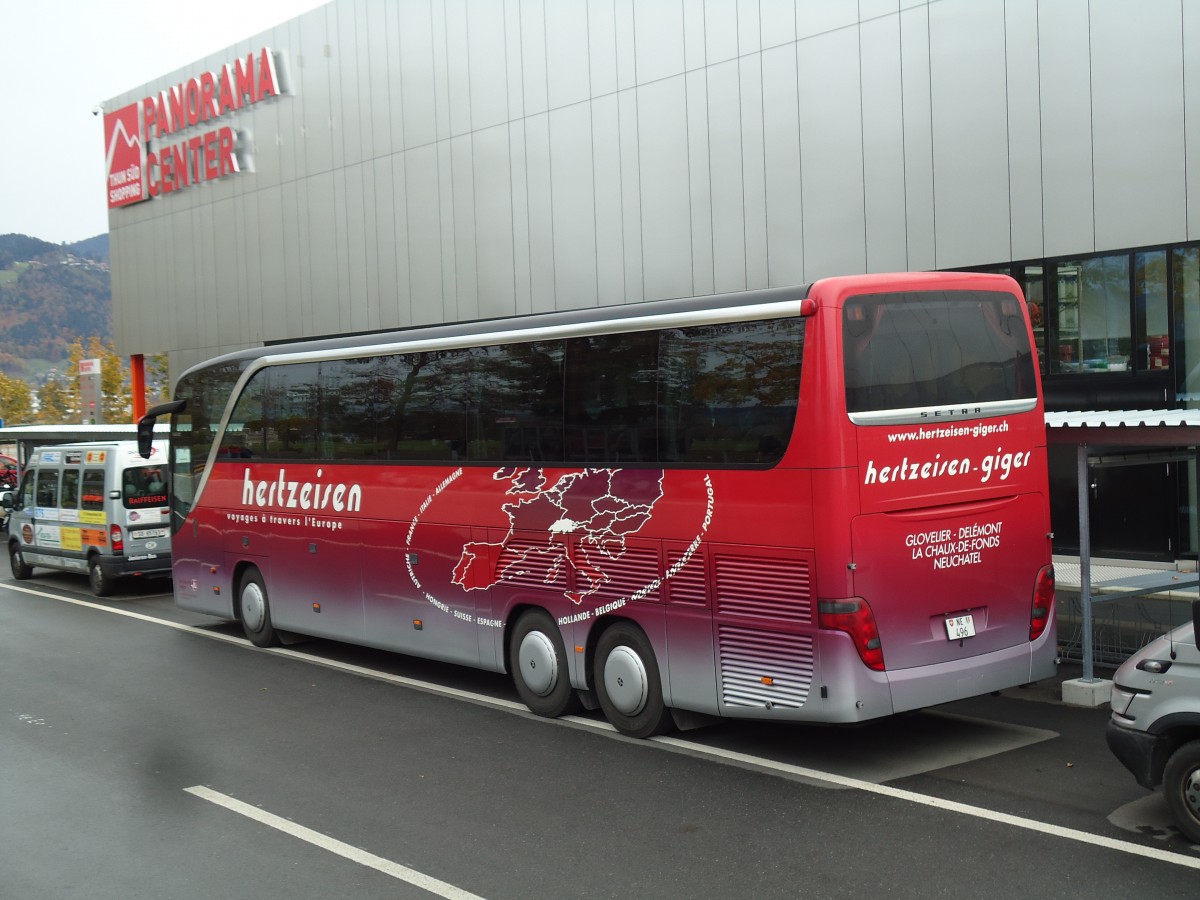 (142'190) - Giger, La Chaux-de-Fonds - NE 496 - Setra am 4. November 2012 in Thun, Arena Thun