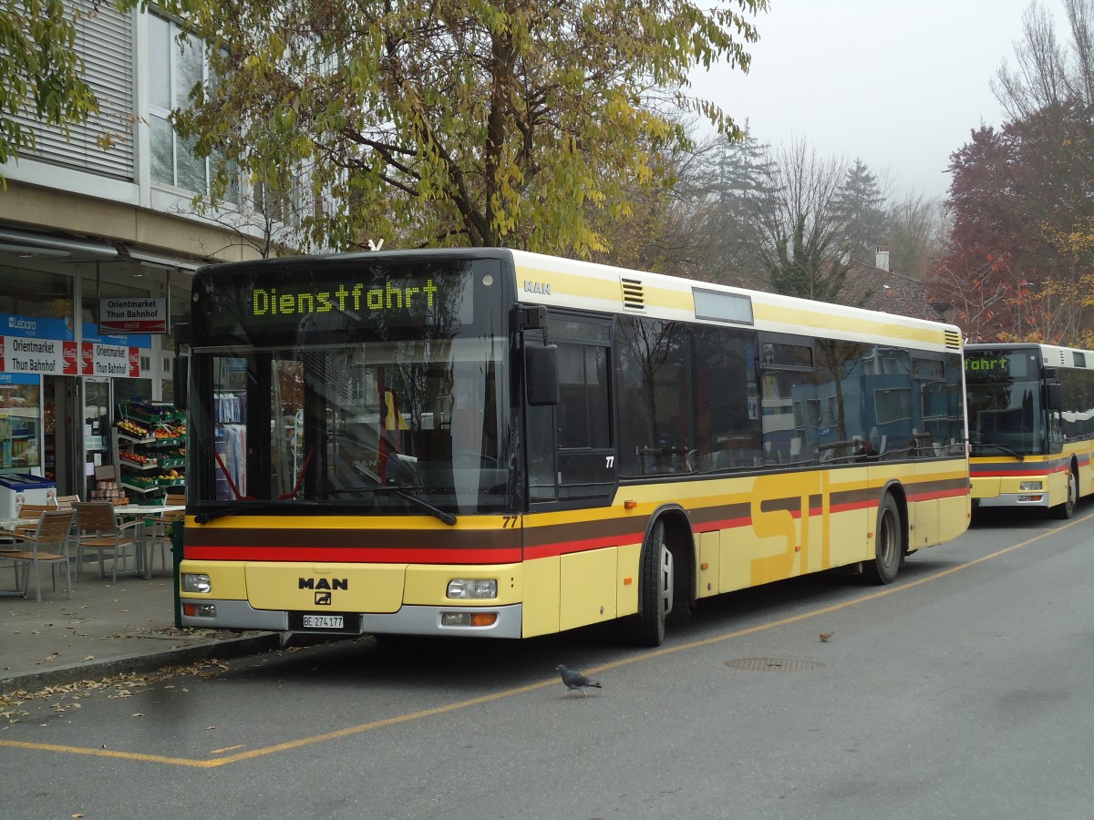 (142'217) - STI Thun - Nr. 77/BE 274'177 - MAN am 19. November 2012 bei der Schifflndte Thun