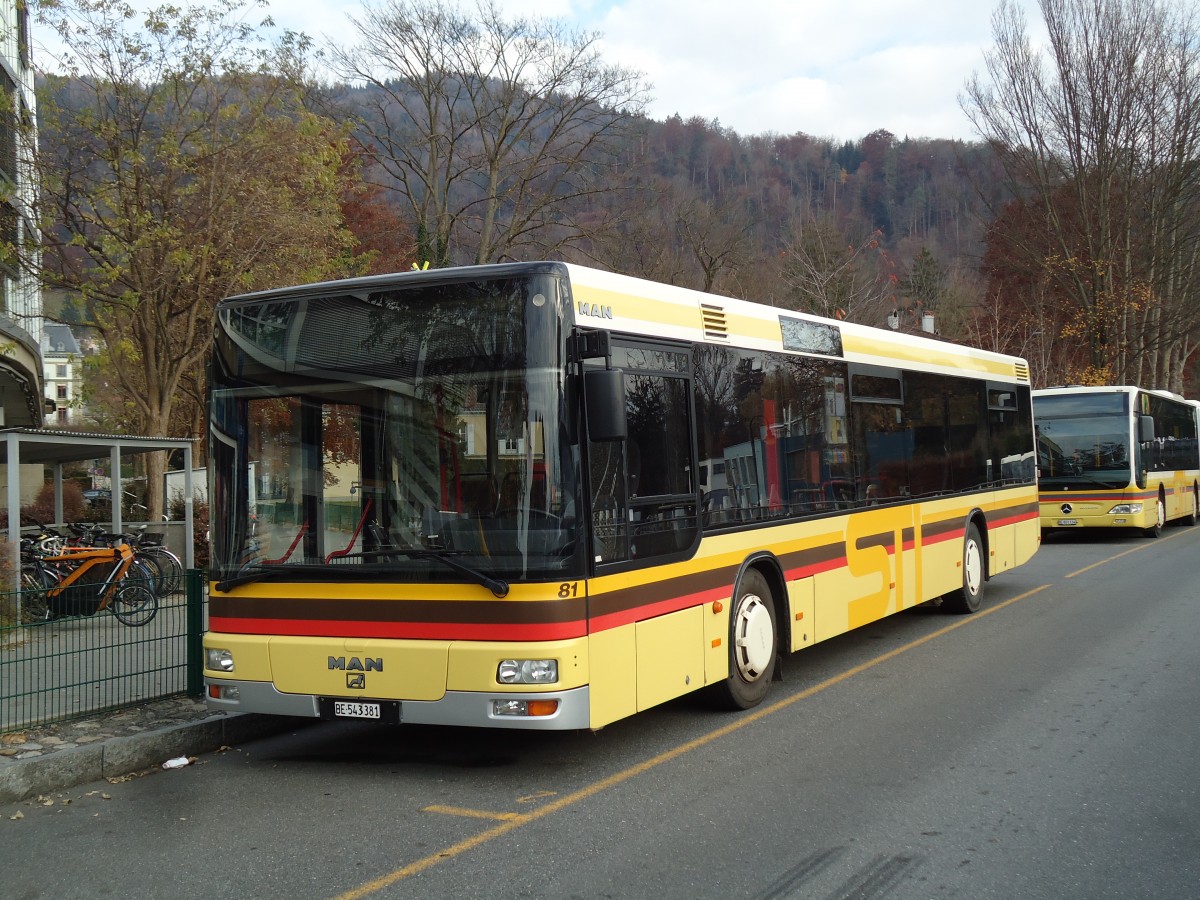 (142'234) - STI Thun - Nr. 81/BE 543'381 - MAN am 22. November 2012 bei der Schifflndte Thun