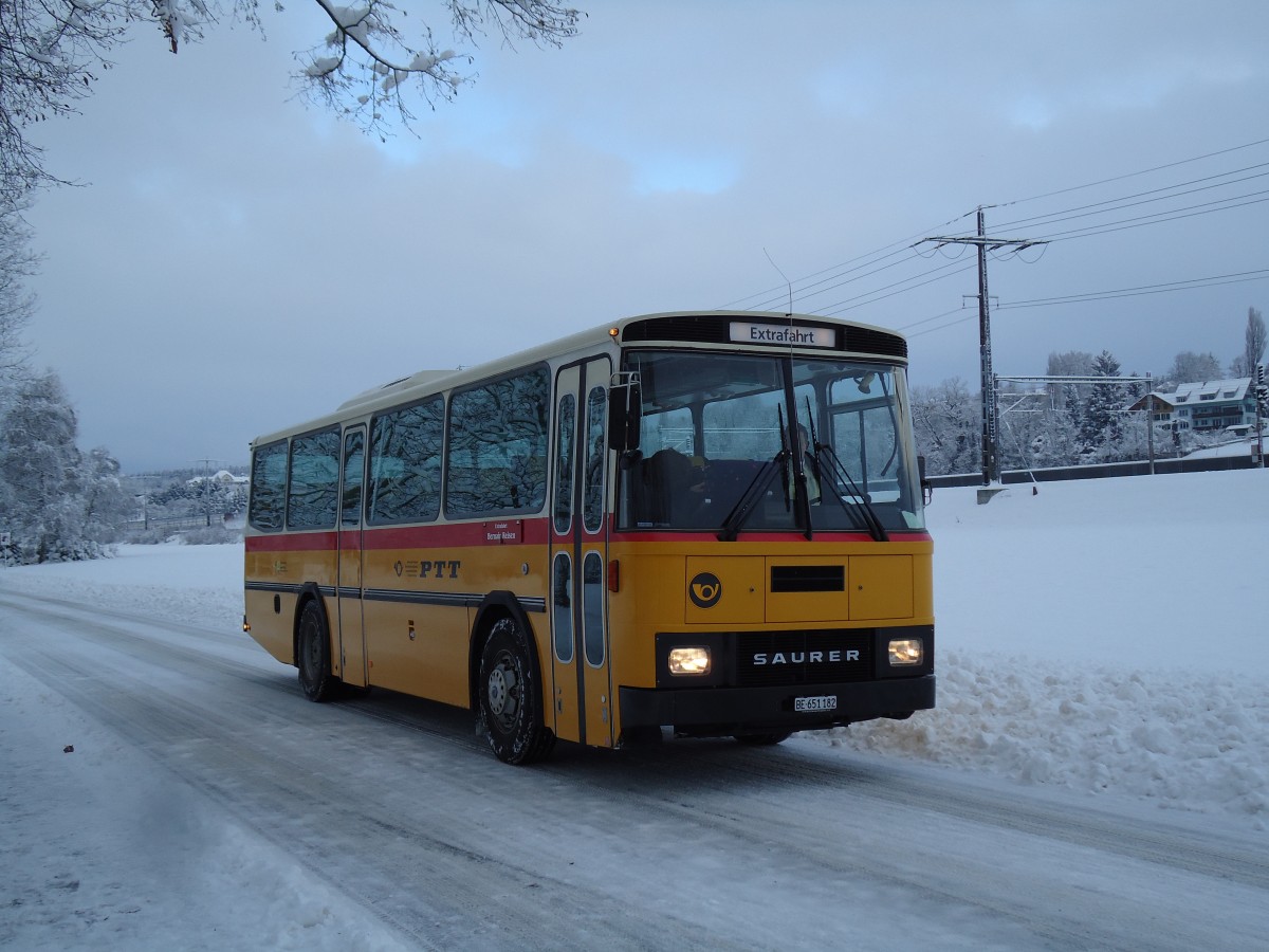 (142'332) - Bernair, Mnsingen - BE 651'182 - Saurer/Tscher (ex Schebath, Lauerz; ex Albin, Fllanden; ex Heim, Flums) am 8. Dezember 2012 in Mnsingen, CTA