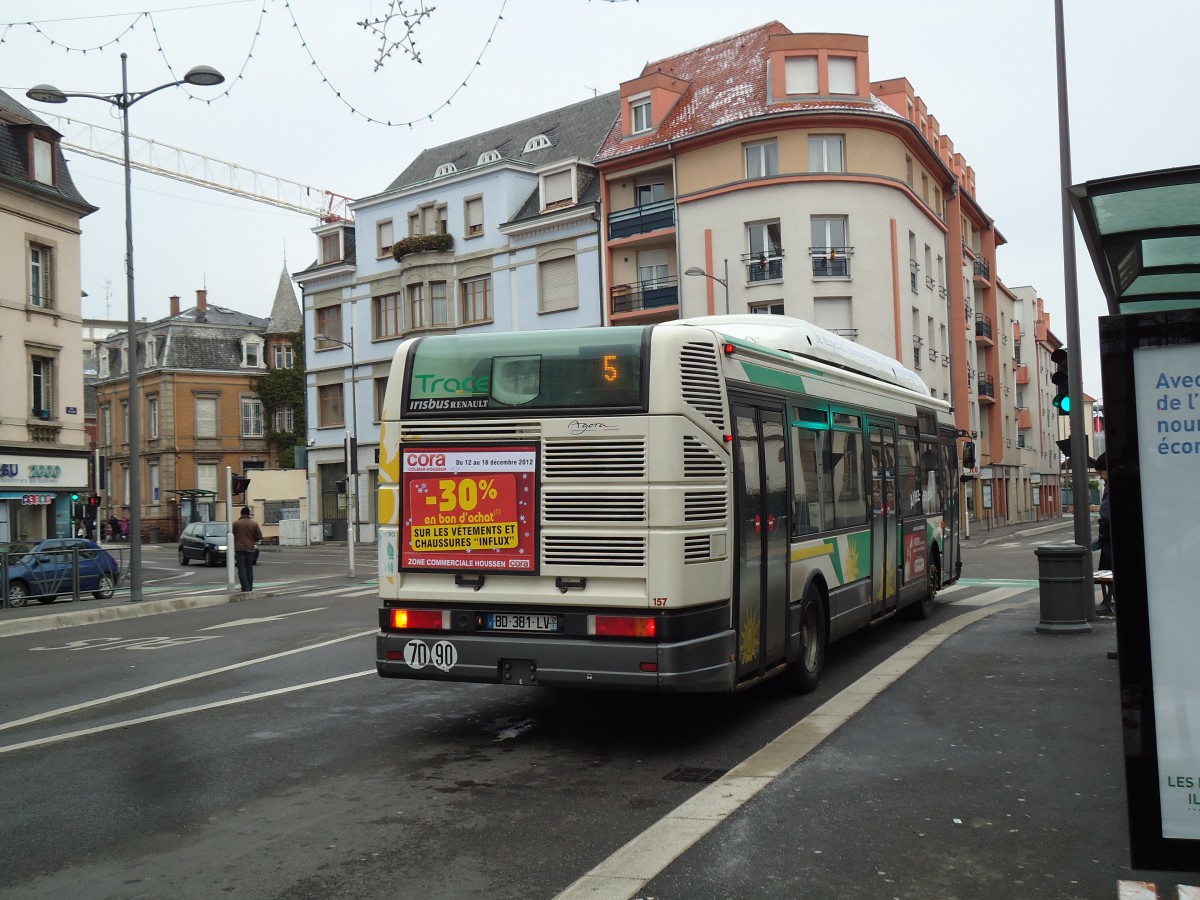 (142'370) - TRACE Colmar - Nr. 157/BD 381 LV - Irisbus am 8. Dezember 2012 in Colmar, Thtre