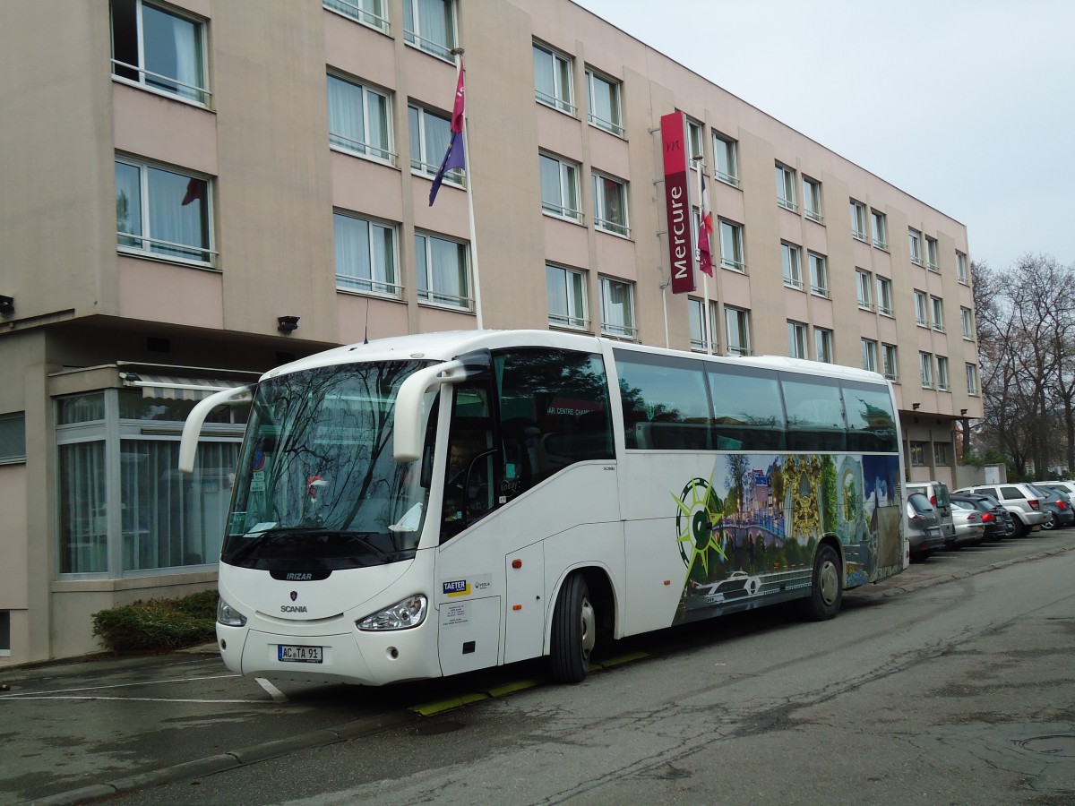 (142'379) - Aus Deutschland: Taeter, Aachen - AC-TA 91 - Scania/Irizar am 8. Dezember 2012 in Colmar