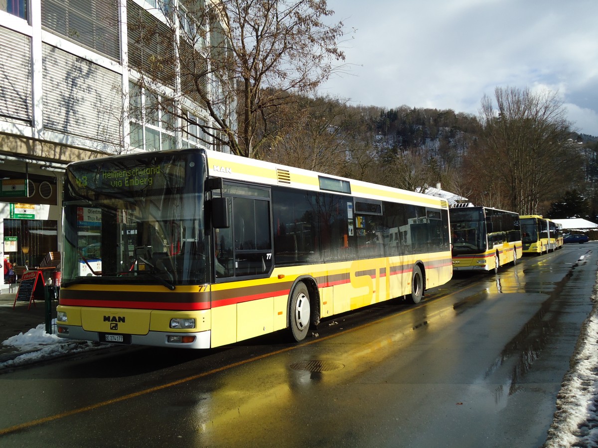 (142'432) - STI Thun - Nr. 77/BE 274'177 - MAN am 10. Dezember 2012 bei der Schifflndte Thun