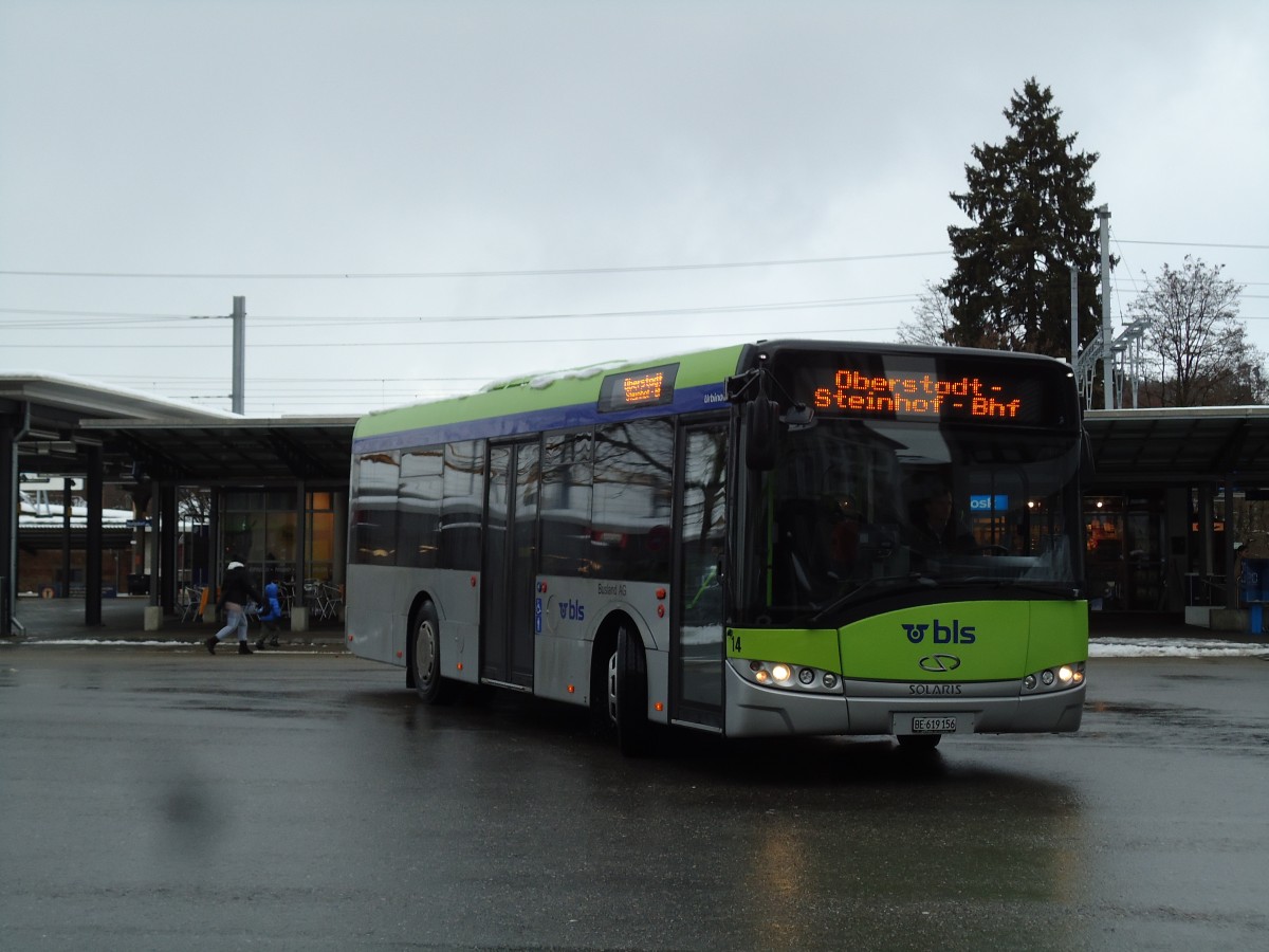 (142'482) - Busland, Burgdorf - Nr. 14/BE 619'156 - Solaris am 10. Dezember 2012 beim Bahnhof Burgdorf