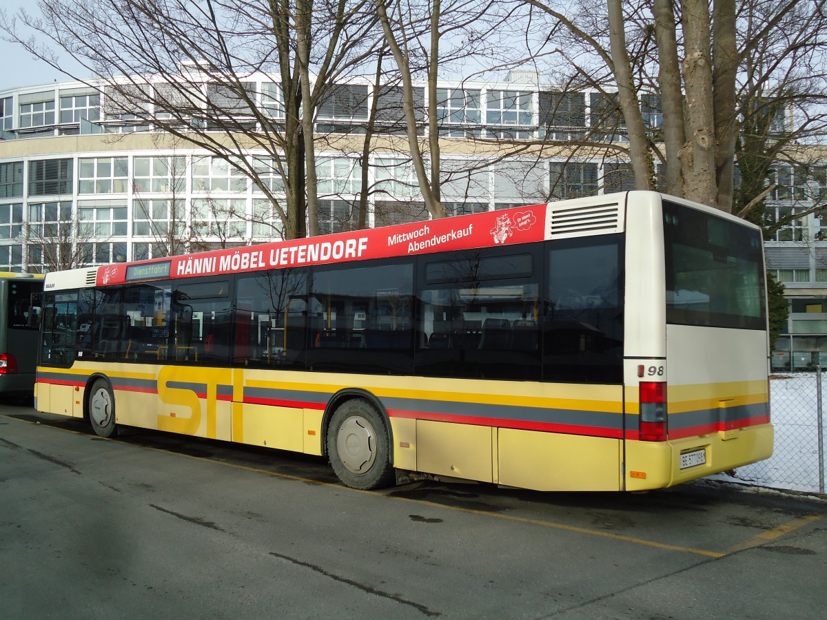 (142'510) - STI Thun - Nr. 98/BE 577'098 - MAN am 14. Dezember 2012 bei der Schifflndte Thun