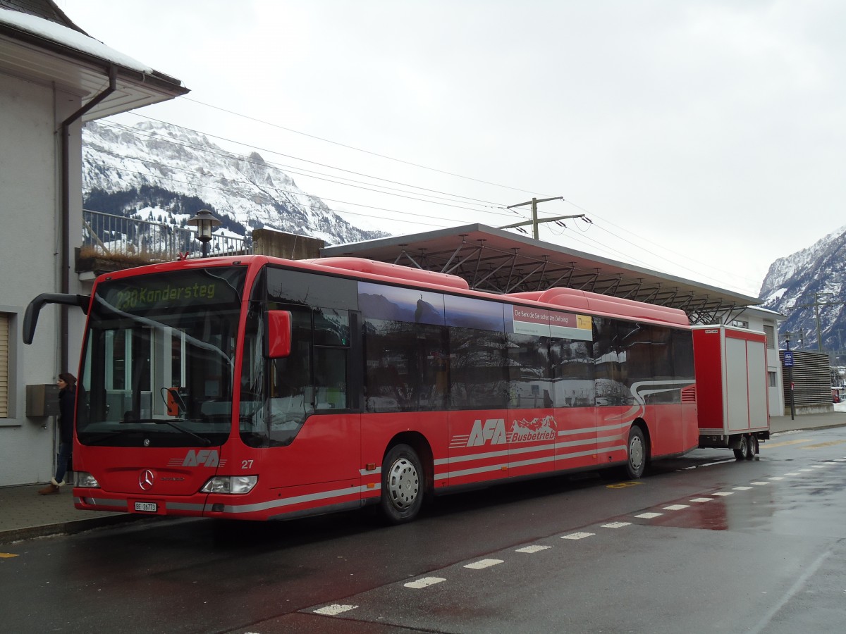 (142'540) - AFA Adelboden - Nr. 27/BE 26'773 - Mercedes am 16. Dezember 2012 beim Bahnhof Frutigen