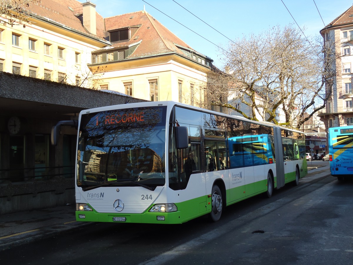 (142'784) - transN, La Chaux-de-Fonds - Nr. 244/NE 112'244 - Mercedes (ex TC La Chaux-de-Fonds Nr. 244) am 29. Dezember 2012 beim Bahnhof La Chaux-de-Fonds