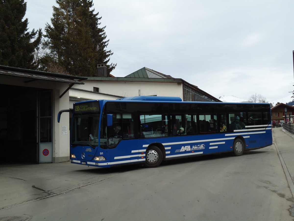 (142'878) - AFA Adelboden - Nr. 91/BE 25'802 - Mercedes (ex Nr. 2) am 1. Januar 2013 beim Autobahnhof Adelboden