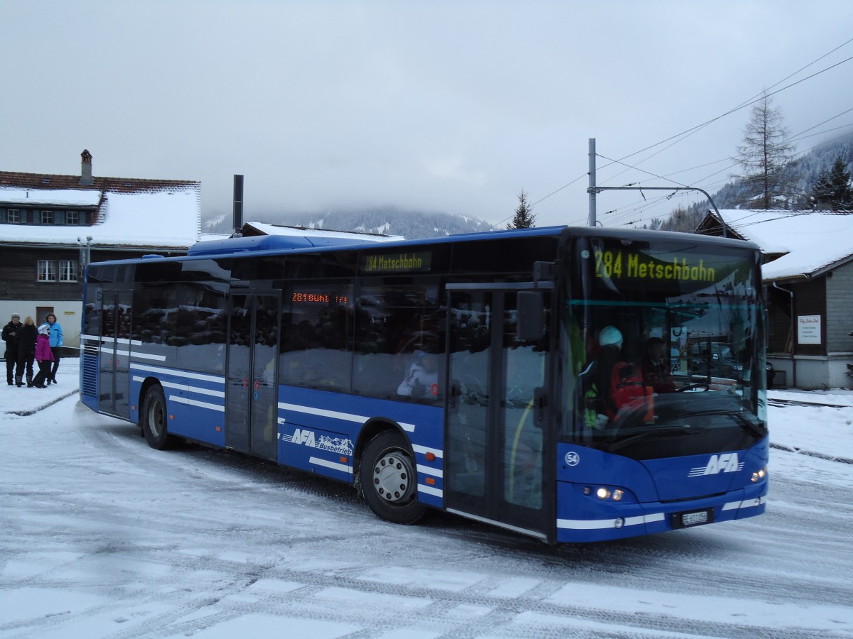 (142'899) - AFA Adelboden - Nr. 54/BE 611'056 - Neoplan (ex VBZ Zrich Nr. 243) am 2. Januar 2013 beim Bahnhof Lenk