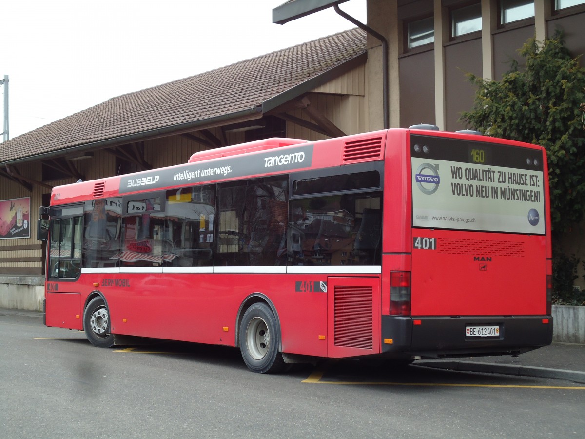 (142'985) - Bernmobil, Bern - Nr. 401/BE 612'401 - MAN/Gppel am 5. Januar 2013 beim Bahnhof Konolfingen