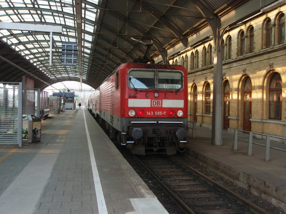 143 595 als RB 118 aus Eilenburg in Halle (Saale) Hbf. 29.03.2014