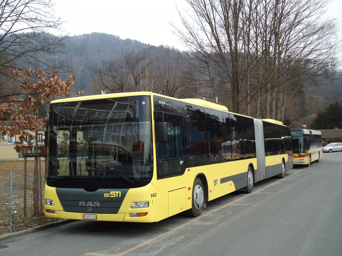 (143'021) - STI Thun - Nr. 140/BE 801'140 - MAN am 17. Januar 2013 bei der Schifflndte Thun