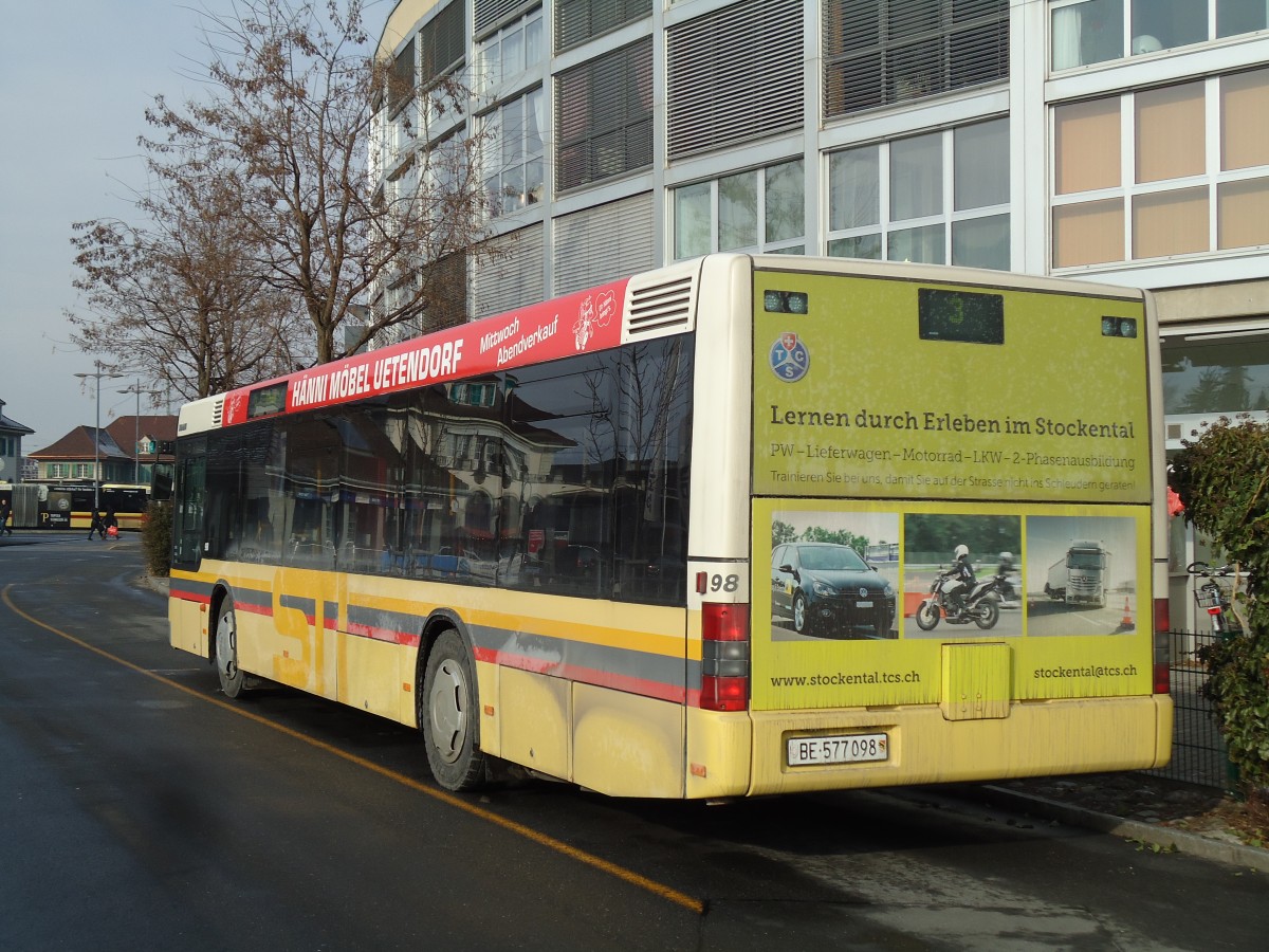 (143'031) - STI Thun - Nr. 98/BE 577'098 - MAN am 19. Januar 2013 bei der Schifflndte Thun