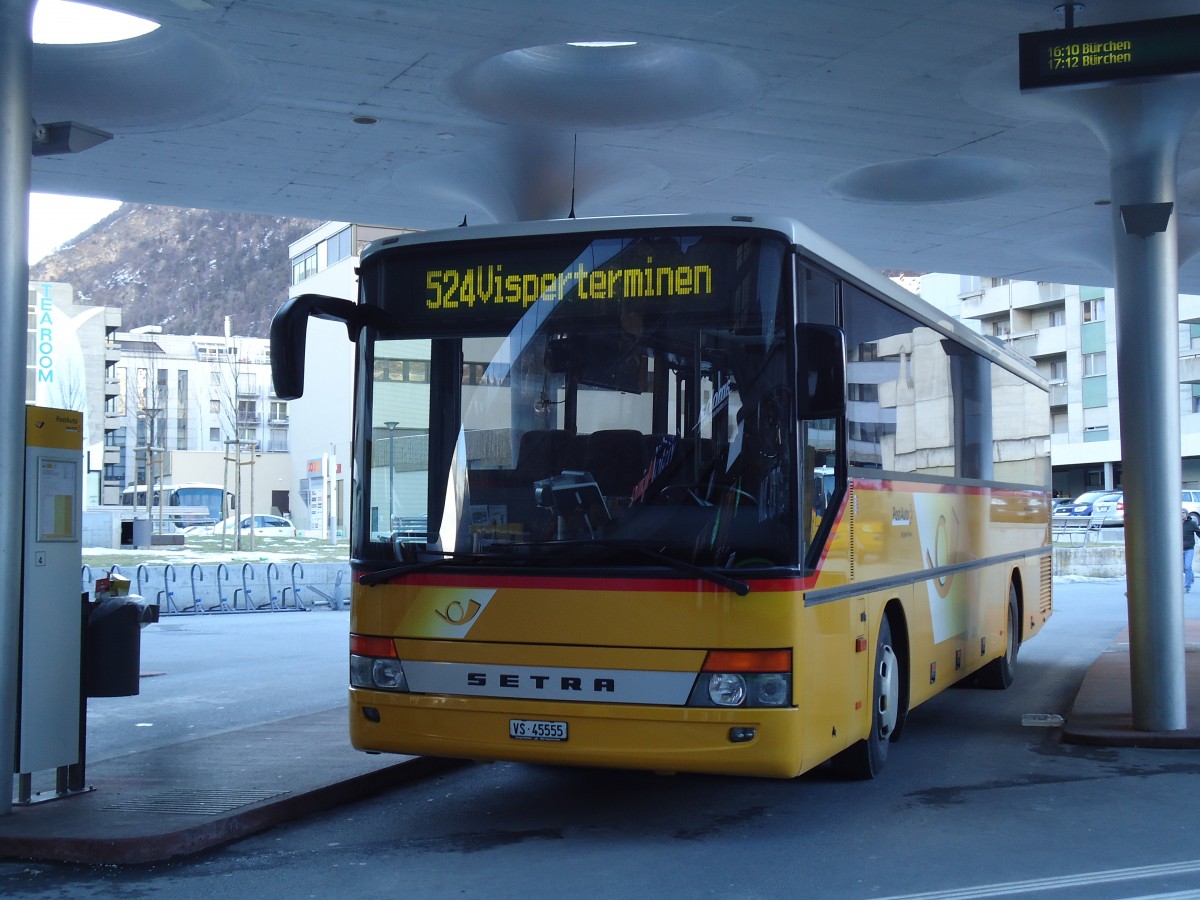 (143'165) - BUS-trans, Visp - VS 45'555 - Setra (ex Zimmermann, Visperterminen) am 3. Februar 2013 beim Bahnhof Visp