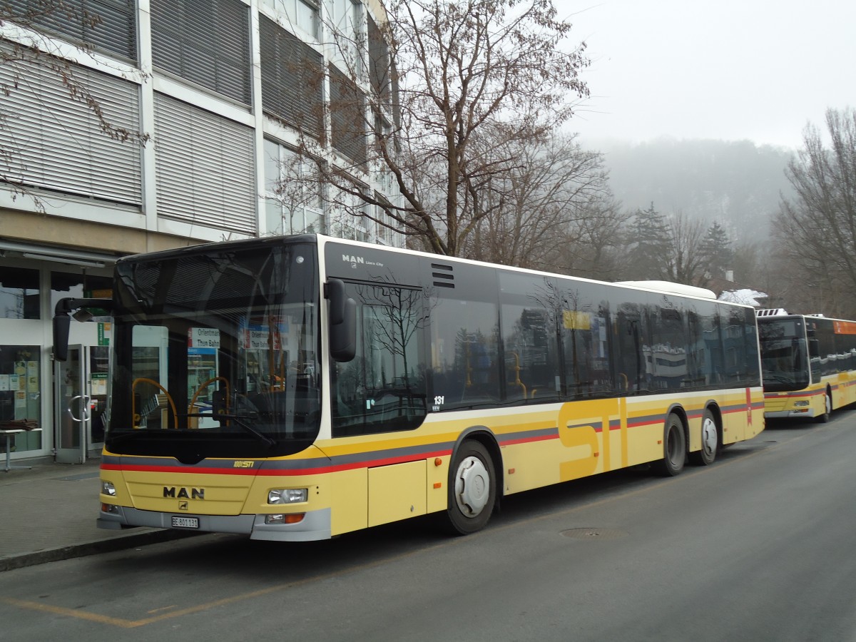 (143'448) - STI Thun - Nr. 131/BE 801'131 - MAN am 4. Mrz 2013 bei der Schifflndte Thun