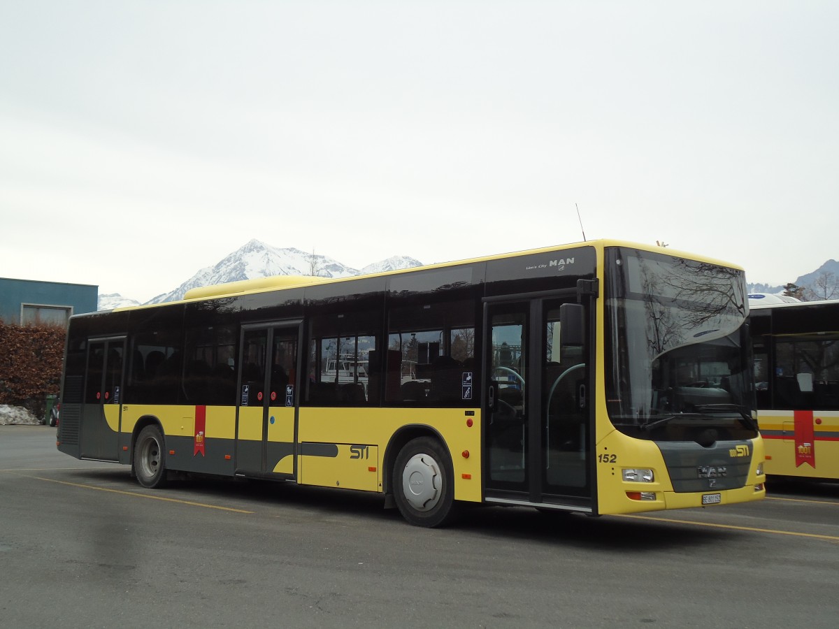 (143'465) - STI Thun - Nr. 152/BE 801'152 - MAN am 8. Mrz 2013 bei der Schifflndte Thun