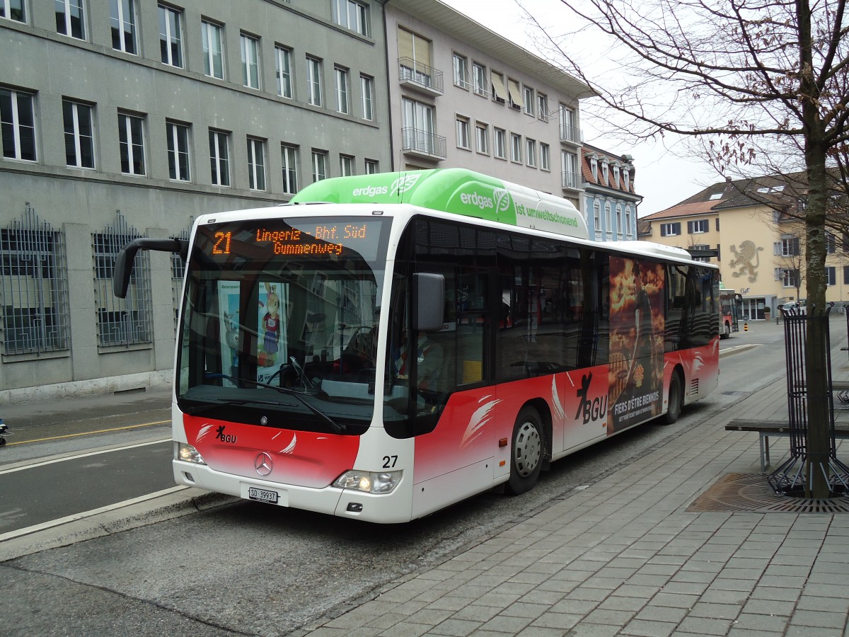 (143'537) - BGU Grenchen - Nr. 27/SO 39'937 - Mercedes am 23. Mrz 2013 in Grenchen, Postplatz