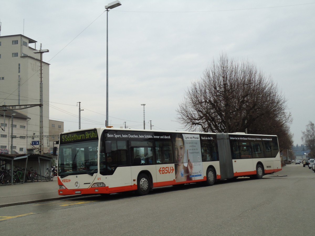 (143'558) - BSU Solothurn - Nr. 41/SO 143'441 - Mercedes am 23. Mrz 2013 beim Bahnhof Herzogenbuchsee