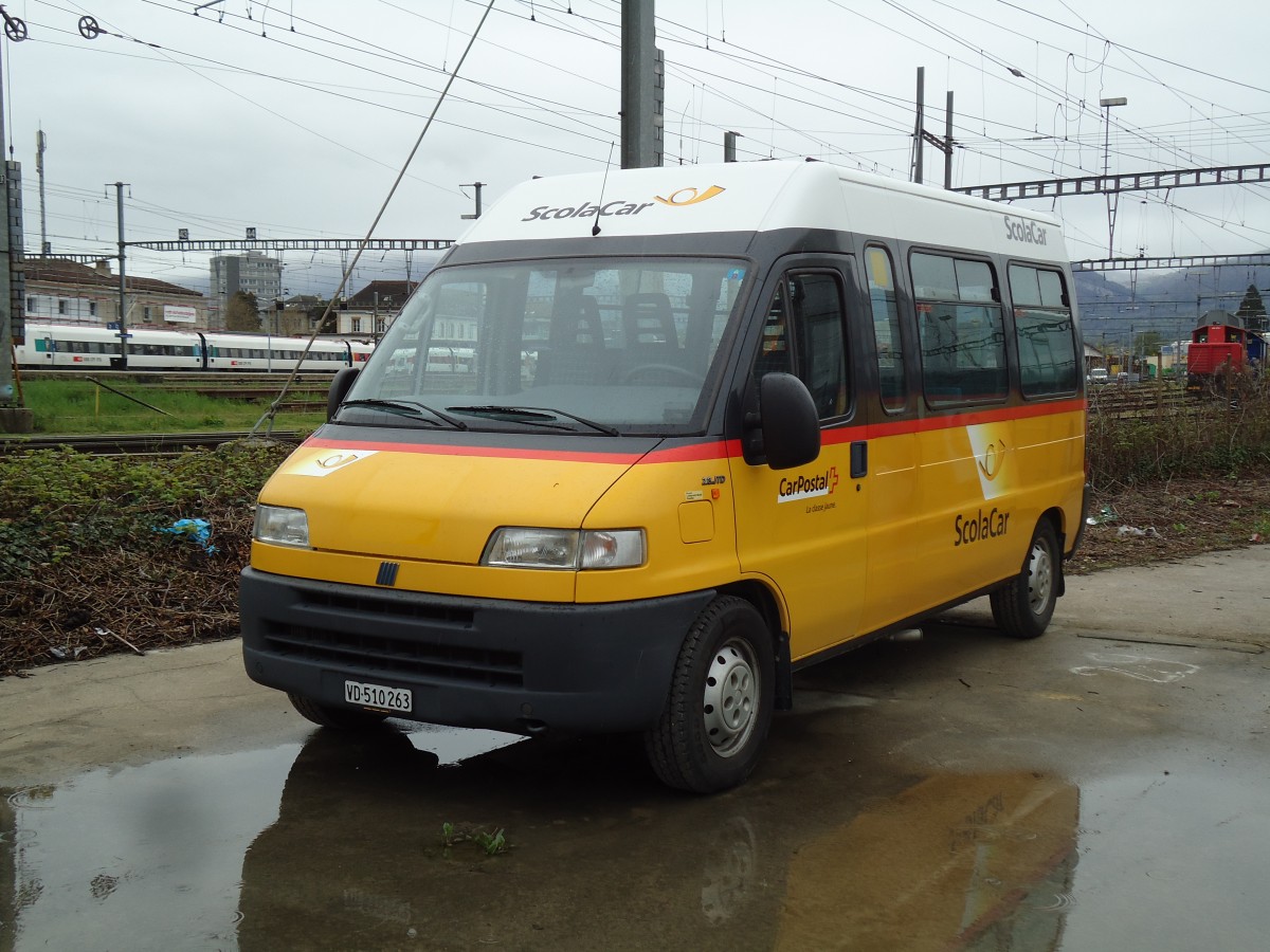 (143'882) - CarPostal Ouest - VD 510'263 - Fiat am 27. April 2013 in Yverdon, Garage