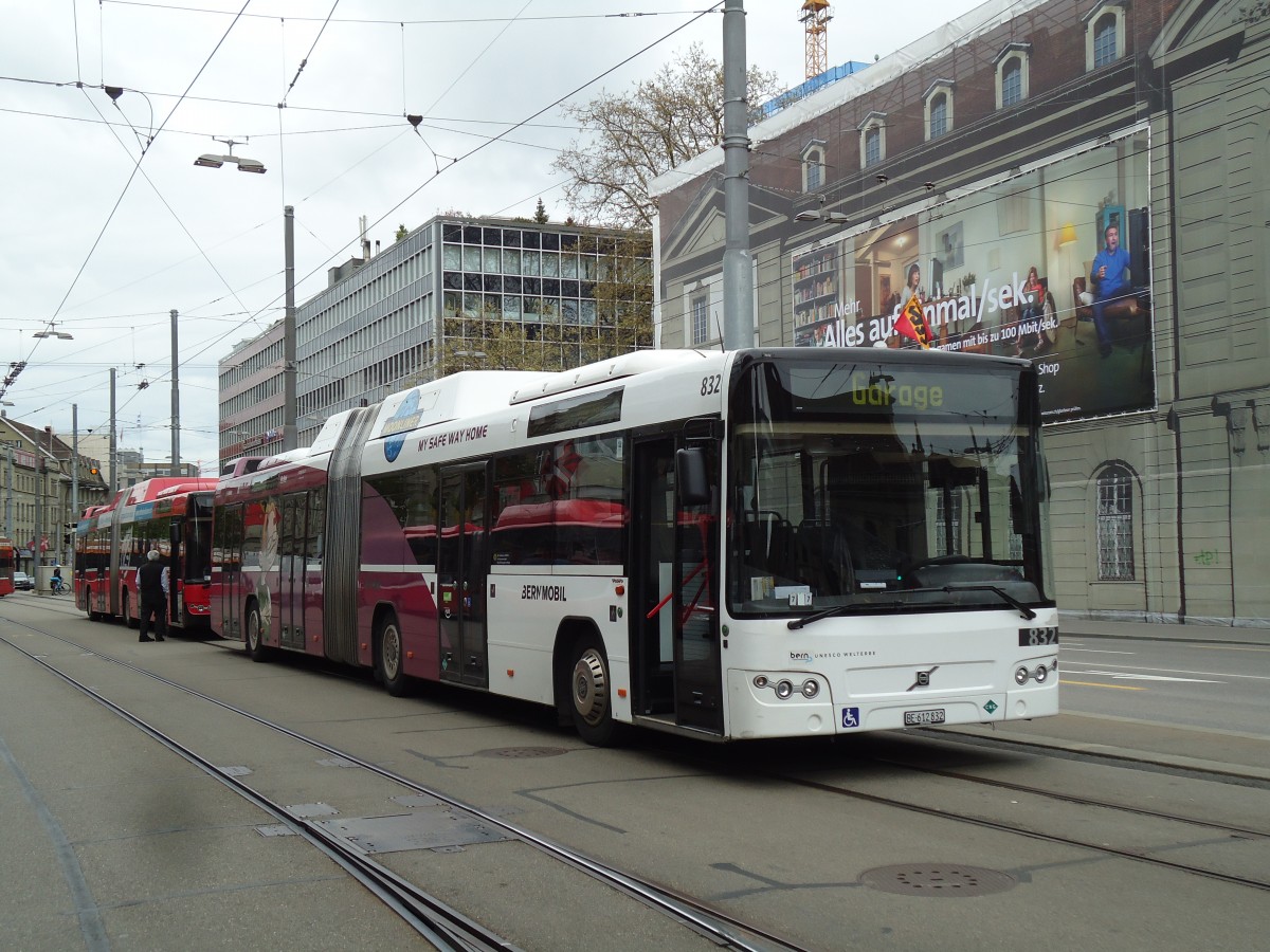 (144'032) - Bernmobil, Bern - Nr. 832/BE 612'832 - Volvo am 11. Mai 2013 beim Bahnhof Bern