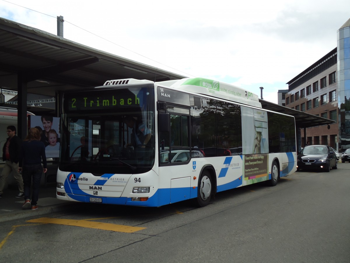 (144'183) - BOGG Wangen b.O. - Nr. 94/SO 120'657 - MAN am 12. Mai 2013 beim Bahnhof Olten 