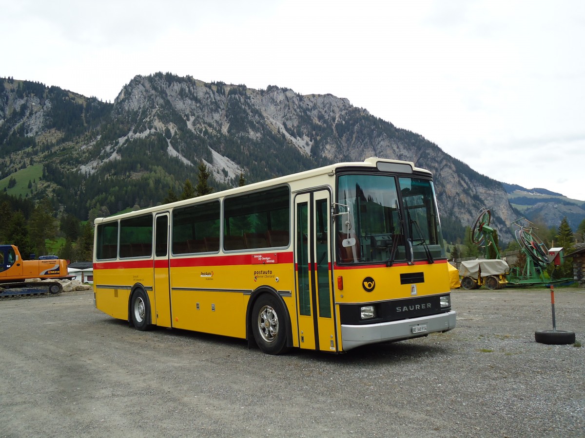 (144'198) - Spring, Schwenden - BE 368'914 - Saurer/R&J am 16. Mai 2013 in Grimmialp, Parkplatz