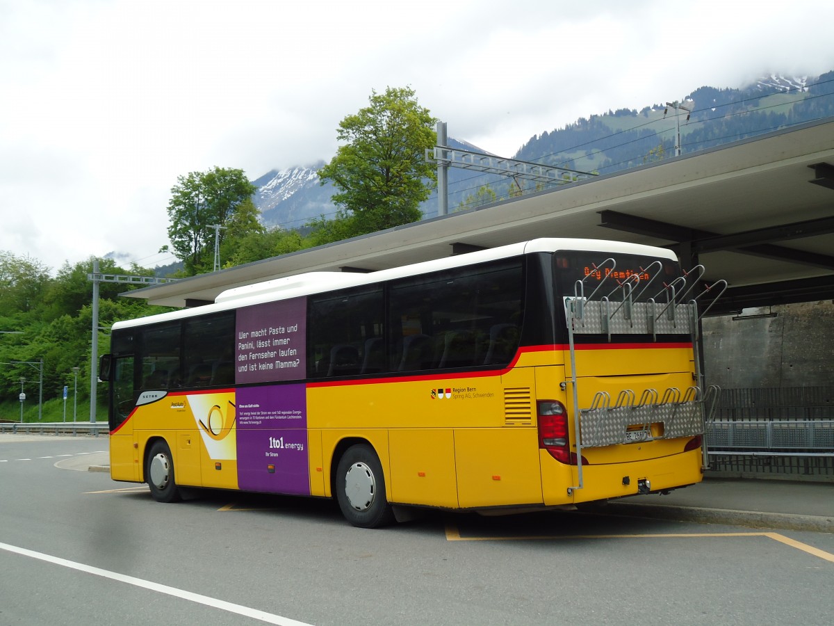 (144'200) - Spring, Schwenden - BE 26'672 - Setra am 16. Mai 2013 beim Bahnhof Oey-Diemtigen