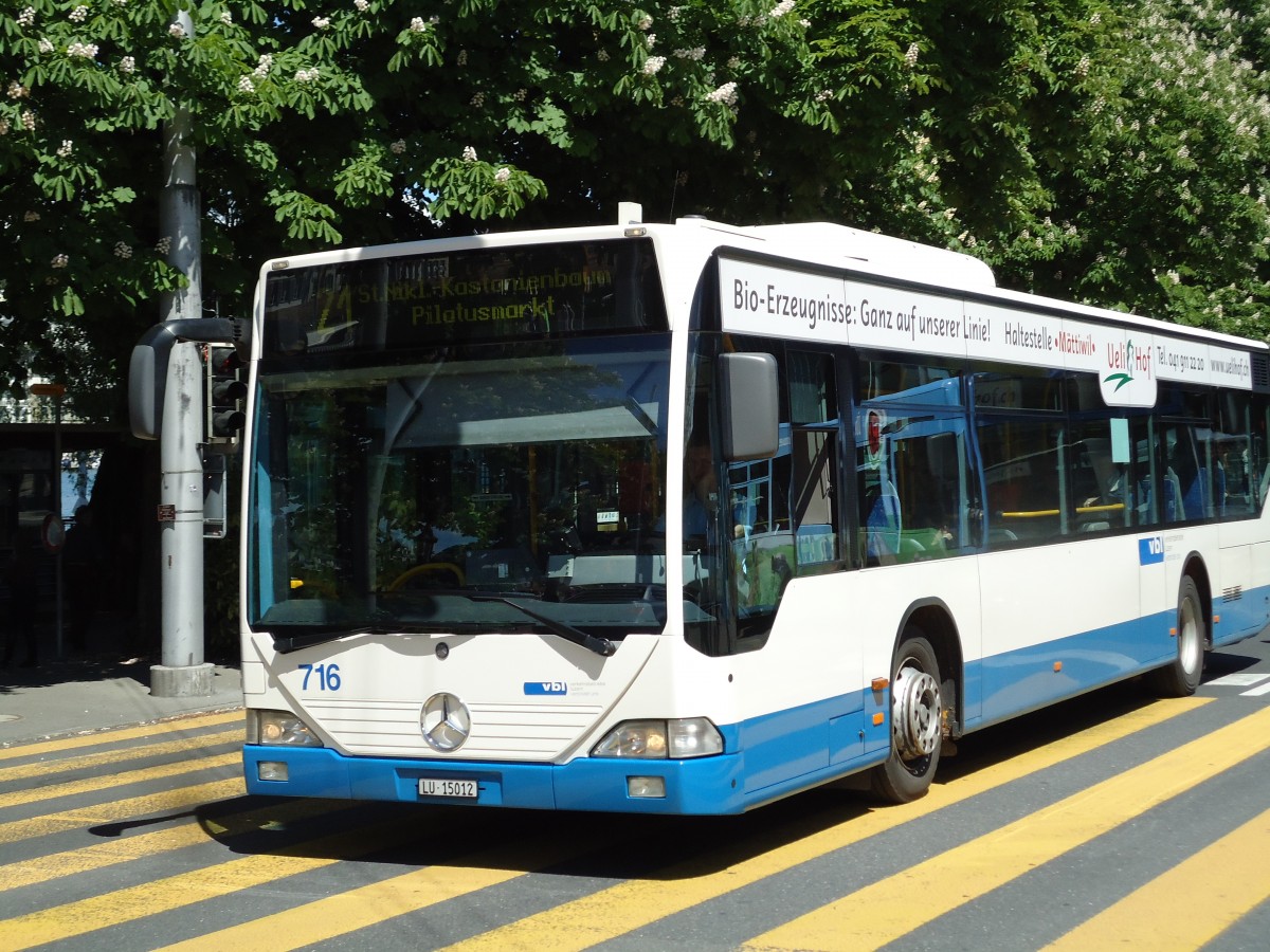 (144'380) - VBL Luzern - Nr. 716/LU 15'012 - Mercedes (ex Nr. 568) am 19. Mai 2013 beim Bahnhof Luzern