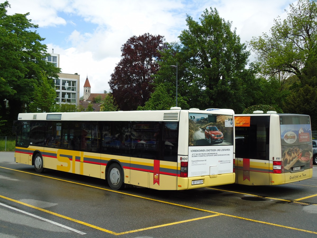 (144'512) - STI Thun - Nr. 100/BE 577'100 - MAN am 23. Mai 2013 bei der Schifflndte Thun