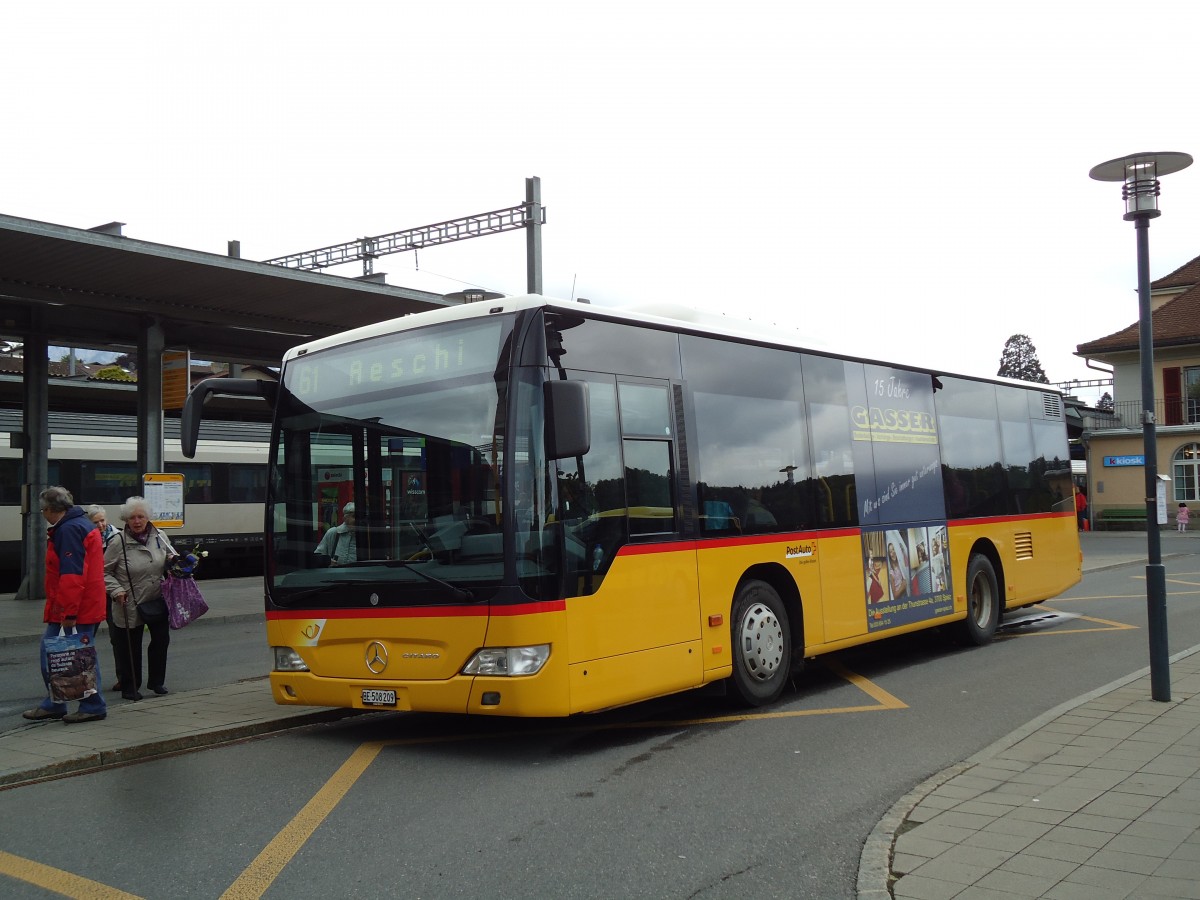 (144'525) - PostAuto Bern - BE 508'209 - Mercedes (ex Portenier, Adelboden Nr. 9) am 25. Mai 2013 beim Bahnhof Spiez