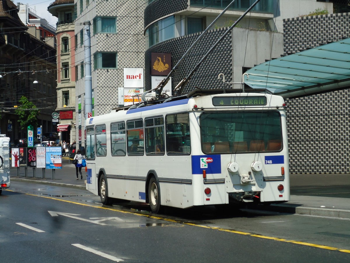 (144'597) - TL Lausanne - Nr. 748 - FBW/Hess Trolleybus am 26. Mai 2013 in Lausanne, Chauderon