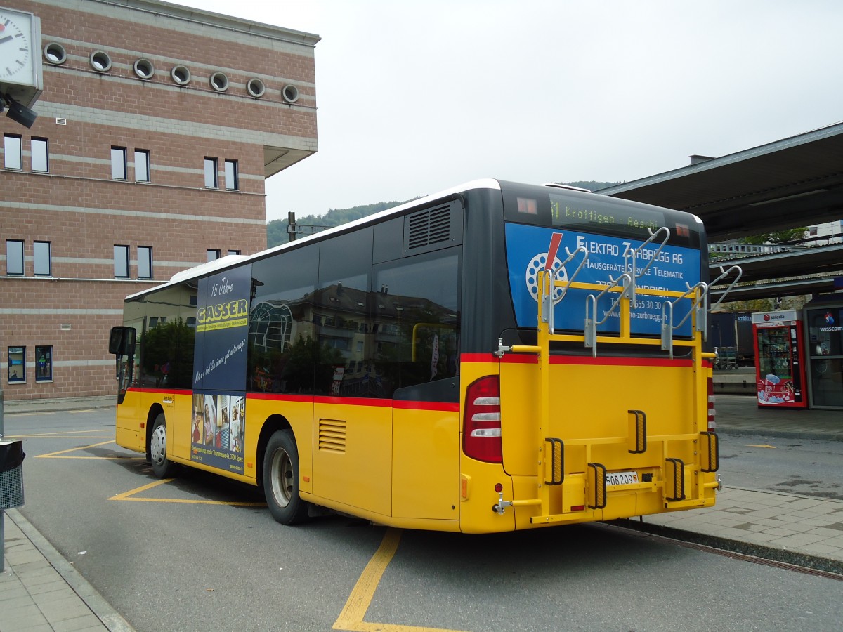 (144'792) - PostAuto Bern - BE 508'209 - Mercedes (ex Portenier, Adelboden Nr. 9) am 2. Juni 2013 beim Bahnhof Spiez