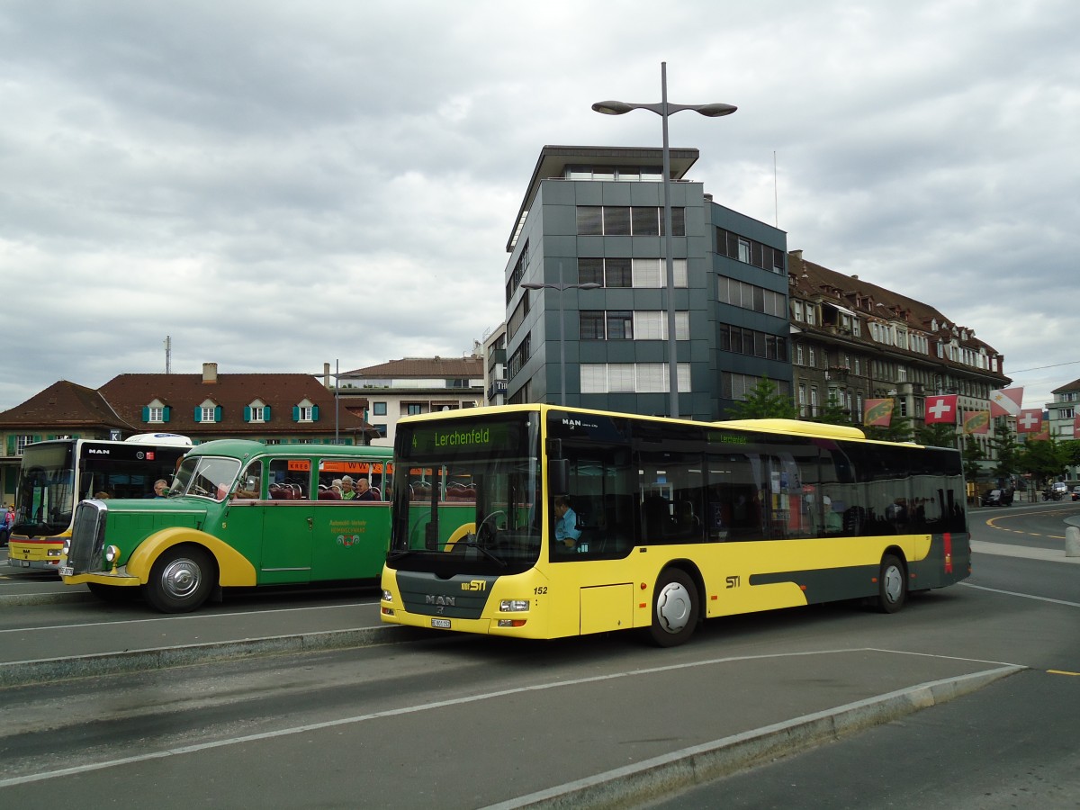 (144'860) - STI Thun - Nr. 152/BE 801'152 - MAN am 9. Juni 2013 beim Bahnhof Thun