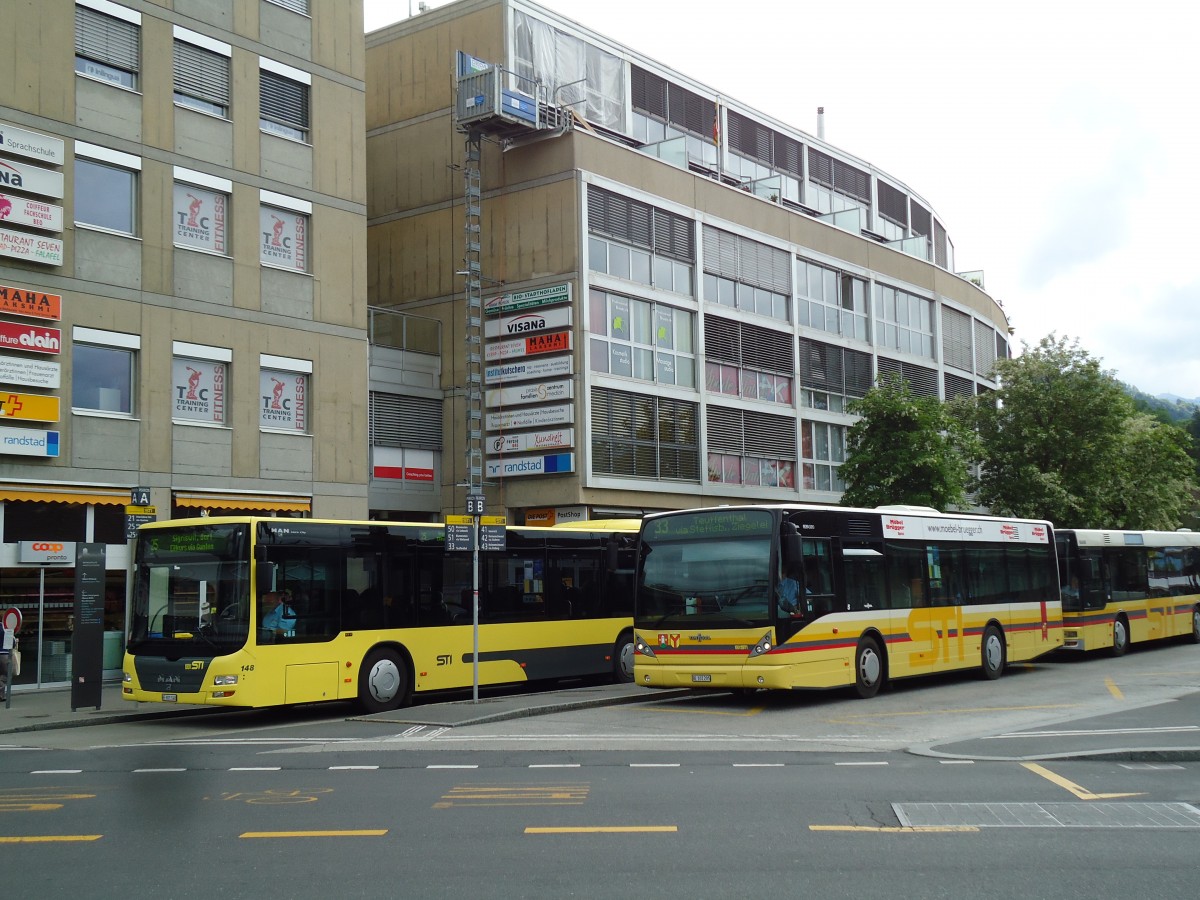 (144'861) - STI Thun - Nr. 5/BE 102'205 - Van Hool (ex Moser, Teuffenthal; ex Burri, Teuffenthal) am 9. Juni 2013 beim Bahnhof Thun