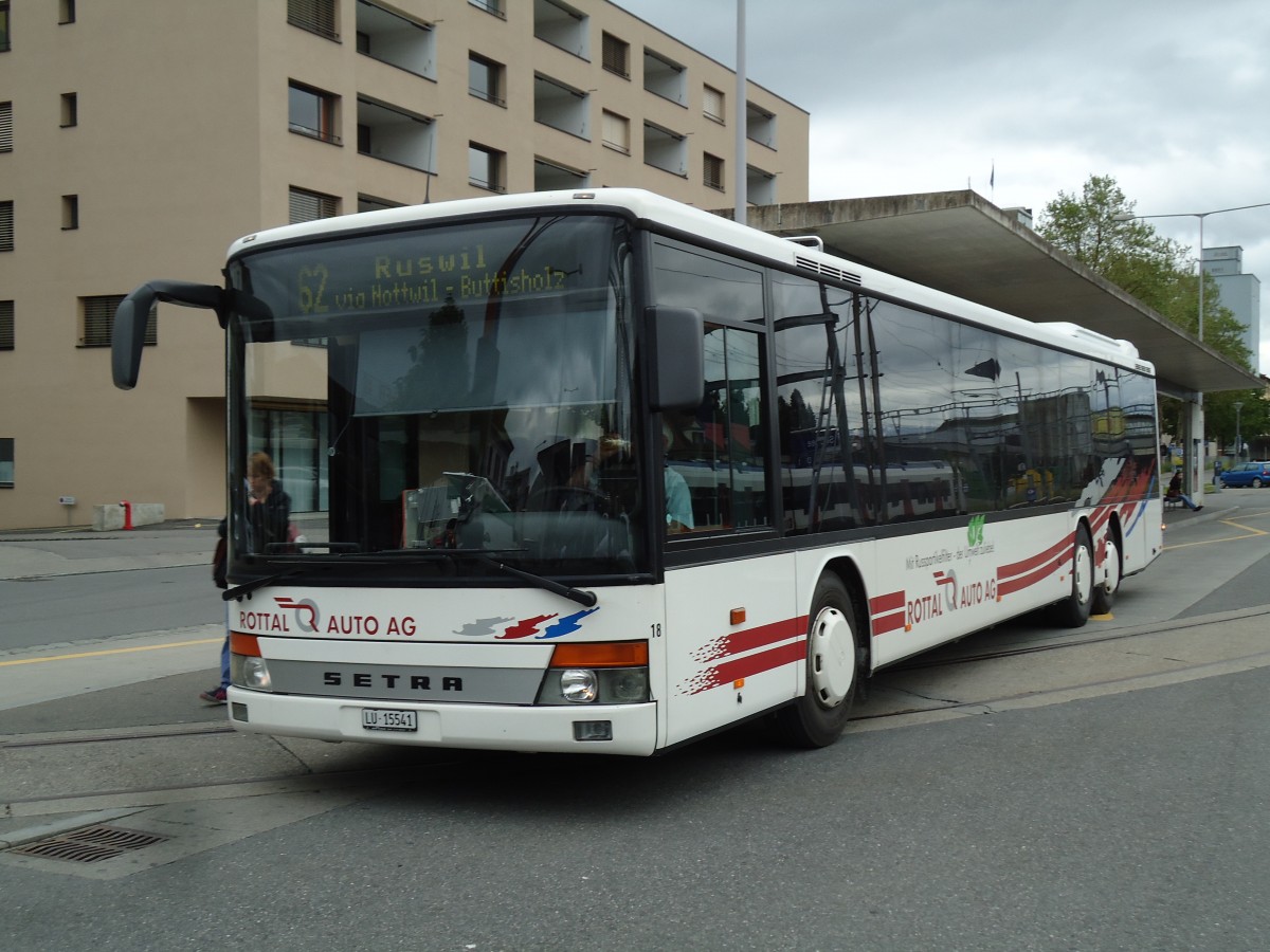 (144'926) - ARAG Ruswil - Nr. 18/LU 15'541 - Setra am 10. Juni 2013 beim Bahnhof Sursee