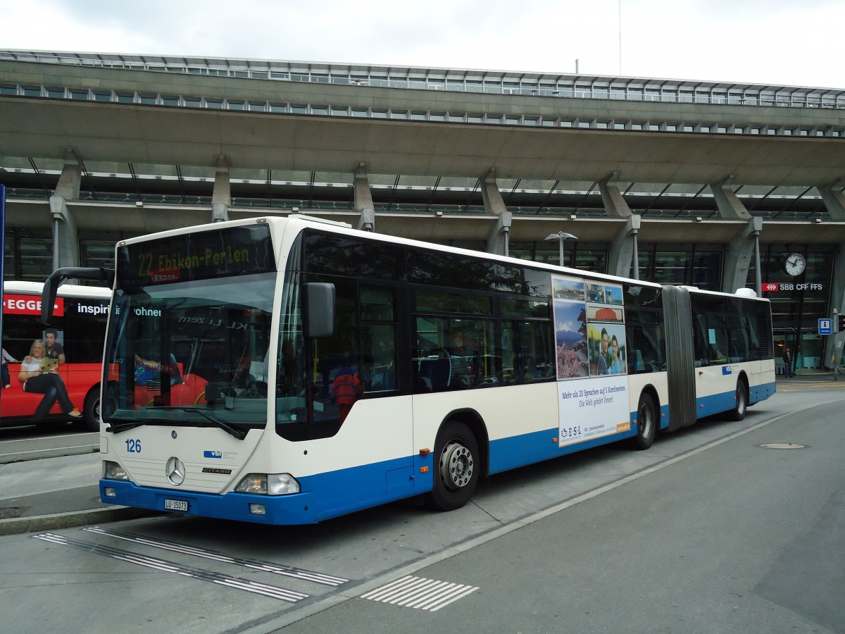 (144'936) - VBL Luzern - Nr. 126/LU 15'073 - Mercedes am 10. Juni 2013 beim Bahnhof Luzern