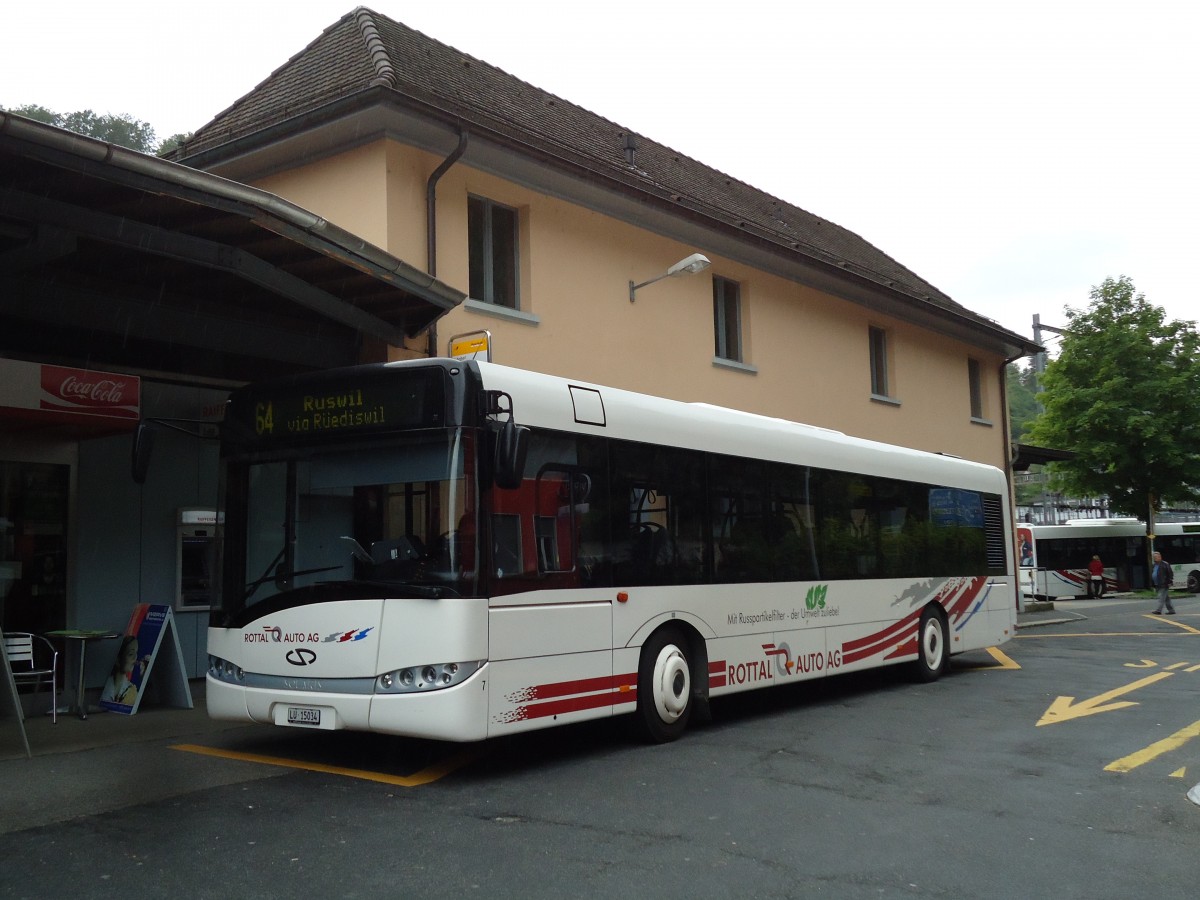 (144'972) - ARAG Ruswil - Nr. 7/LU 15'034 - Solaris am 10. Juni 2013 beim Bahnhof Wolhusen