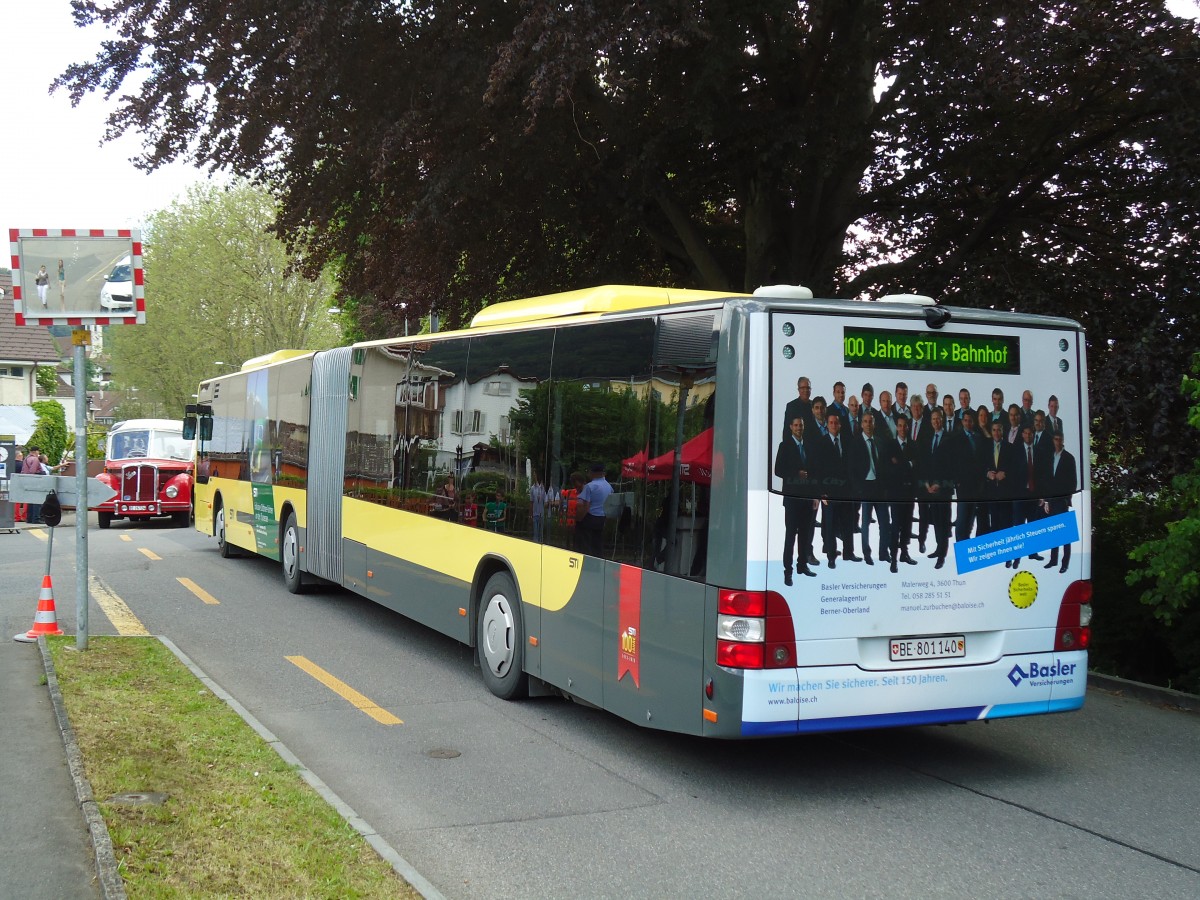 (145'004) - STI Thun - Nr. 140/BE 801'140 - MAN am 15. Juni 2013 in Thun, Garage