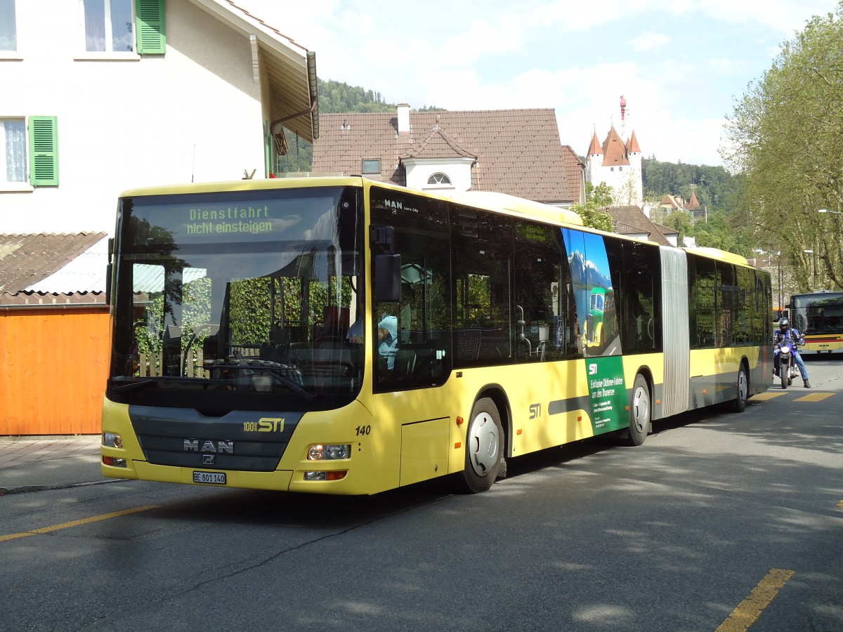 (145'053) - STI Thun - Nr. 140/BE 801'140 - MAN am 15. Juni 2013 in Thun, Garage