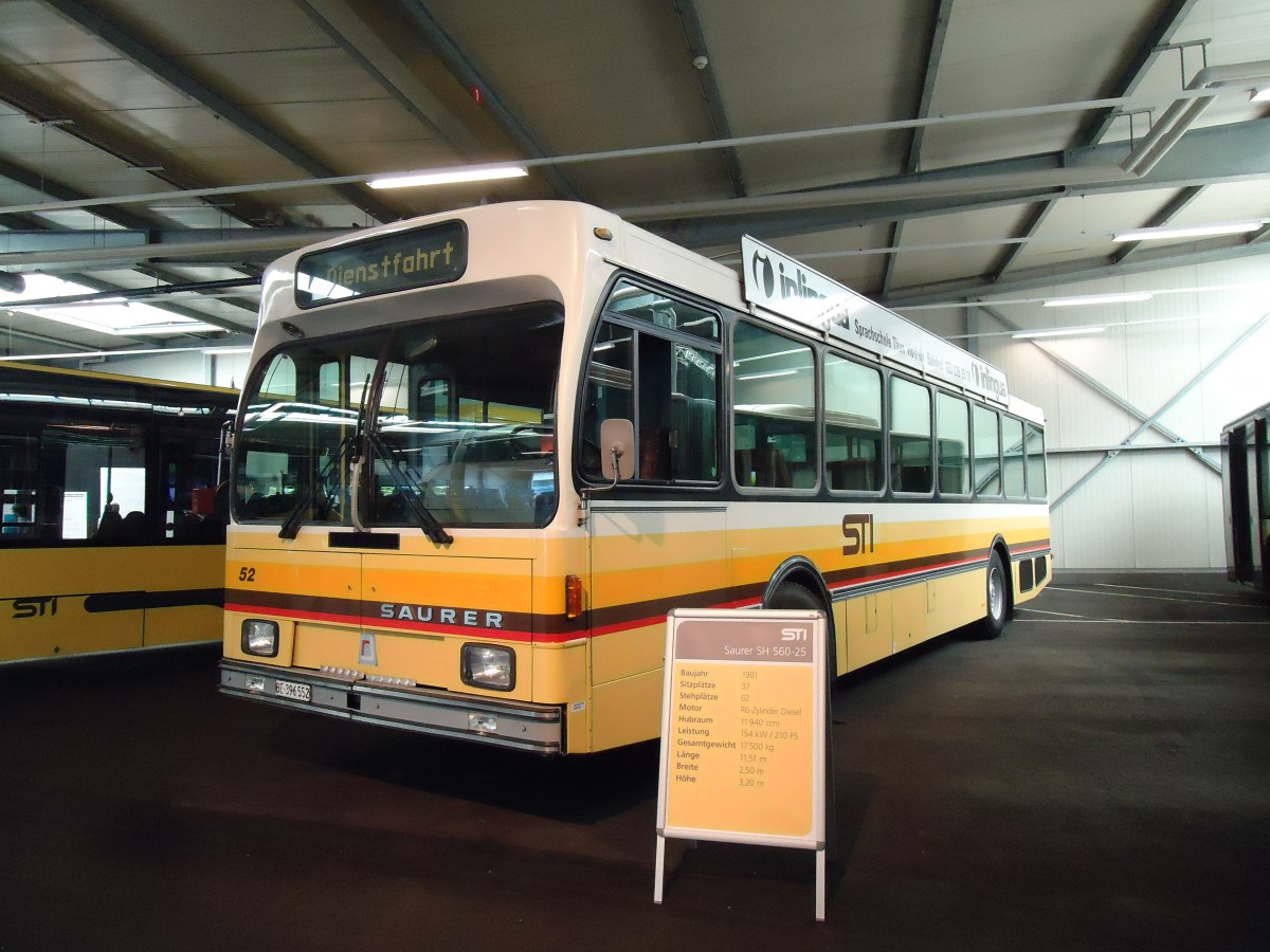 (145'125) - STI Thun - Nr. 52/BE 396'552 - Saurer/R&J am 16. Juni 2013 in Thun, Garage