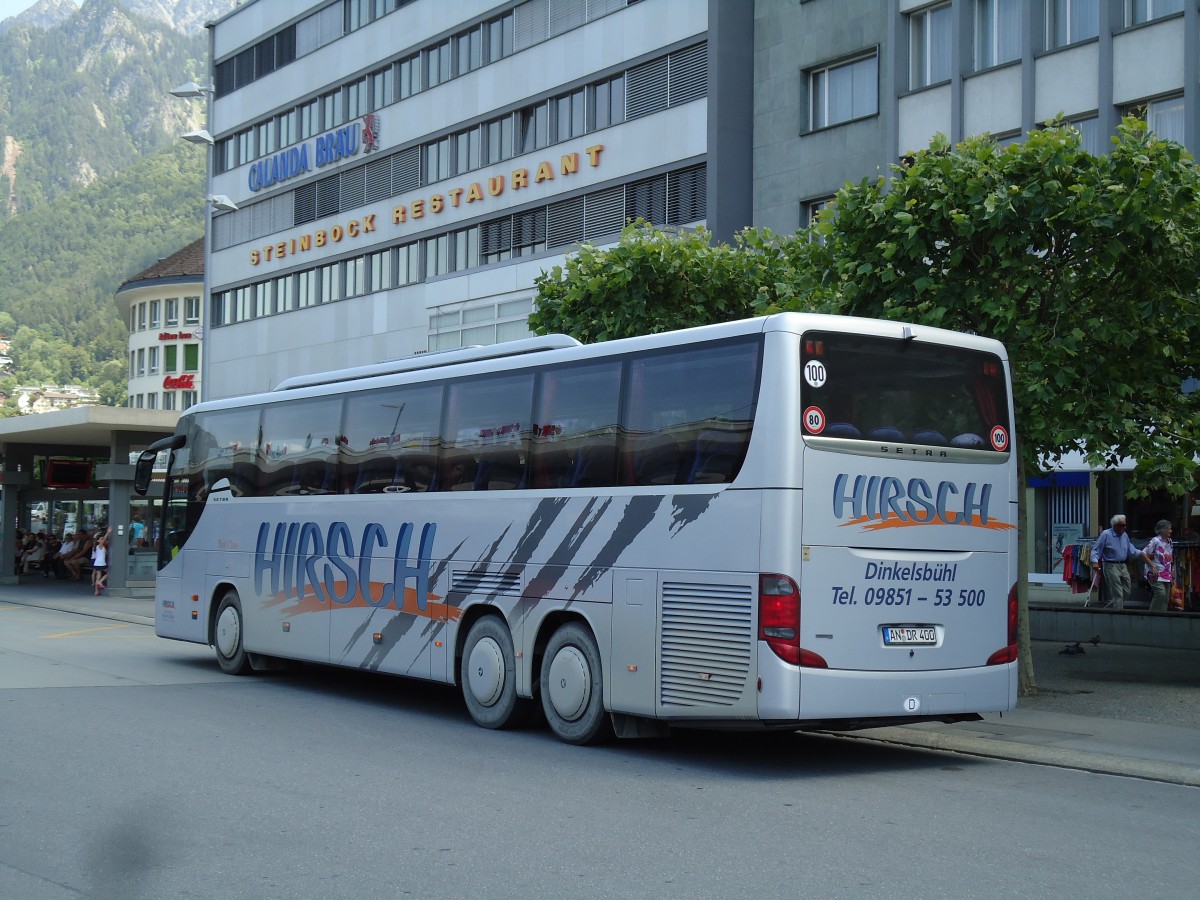 (145'226) - Aus Deutschland: Hirsch, Dinkelsbhl - AN-DR 400 Setra am 17. Juni 2013 beim Bahnhof Chur