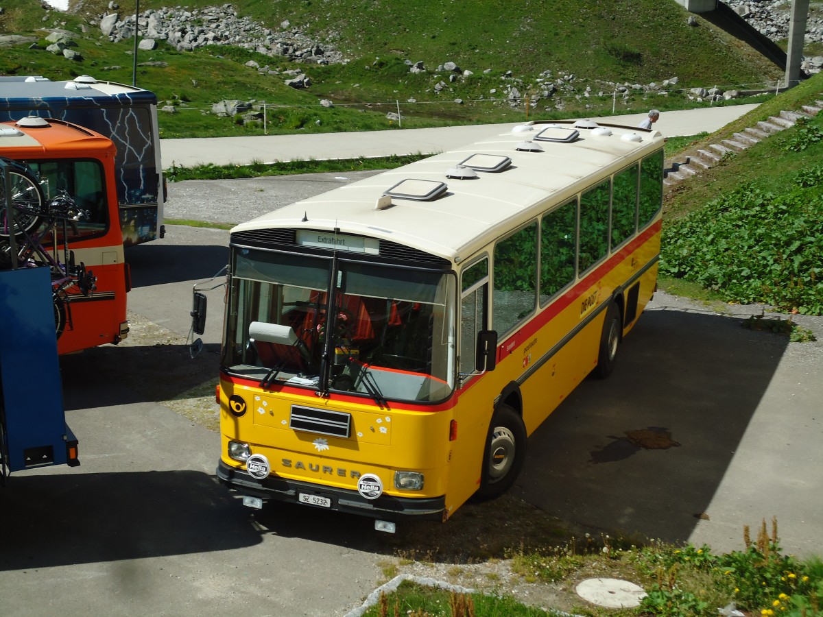 (145'842) - Fssler, Unteriberg - Nr. 6/SZ 5232 - Saurer/R&J (ex Schrch, Gutenburg Nr. 6; ex P 24'358) am 20. Juli 2013 in Gotthard, Passhhe