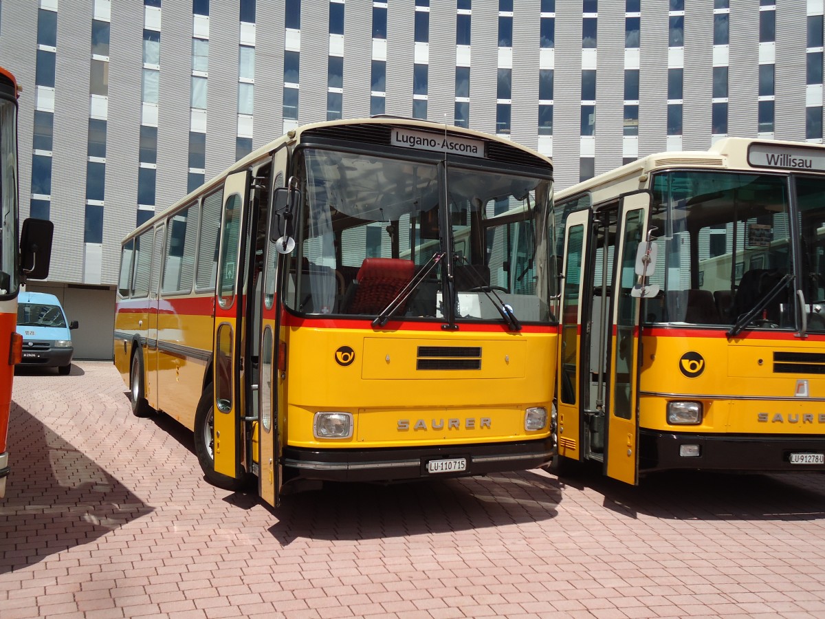 (145'896) - Amstein, Willisau - LU 110'715 - Saurer/Tscher (ex Allemann, Niederbipp; ex Semadeni, Poschiavo; ex Kasper, Poschiavo; ex PostAuto Graubnden; ex P 24'285) am 20. Juli 2013 in Airolo, Caserna