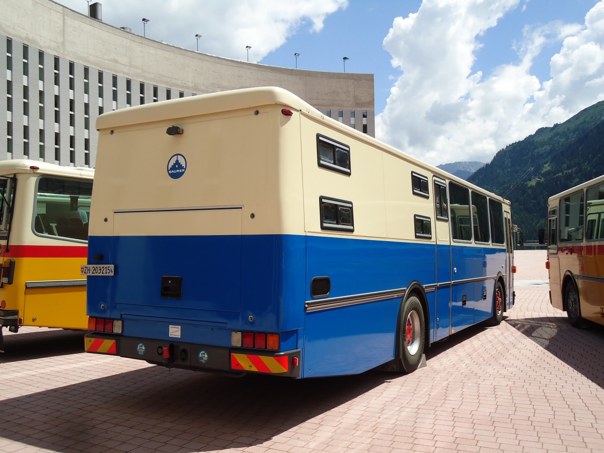 (145'920) - Hauser, Wdenswil - ZH 203'215 - Saurer/R&J (ex Bucher, Grt; ex P 25'648) am 20. Juli 2013 in Airolo, Caserna