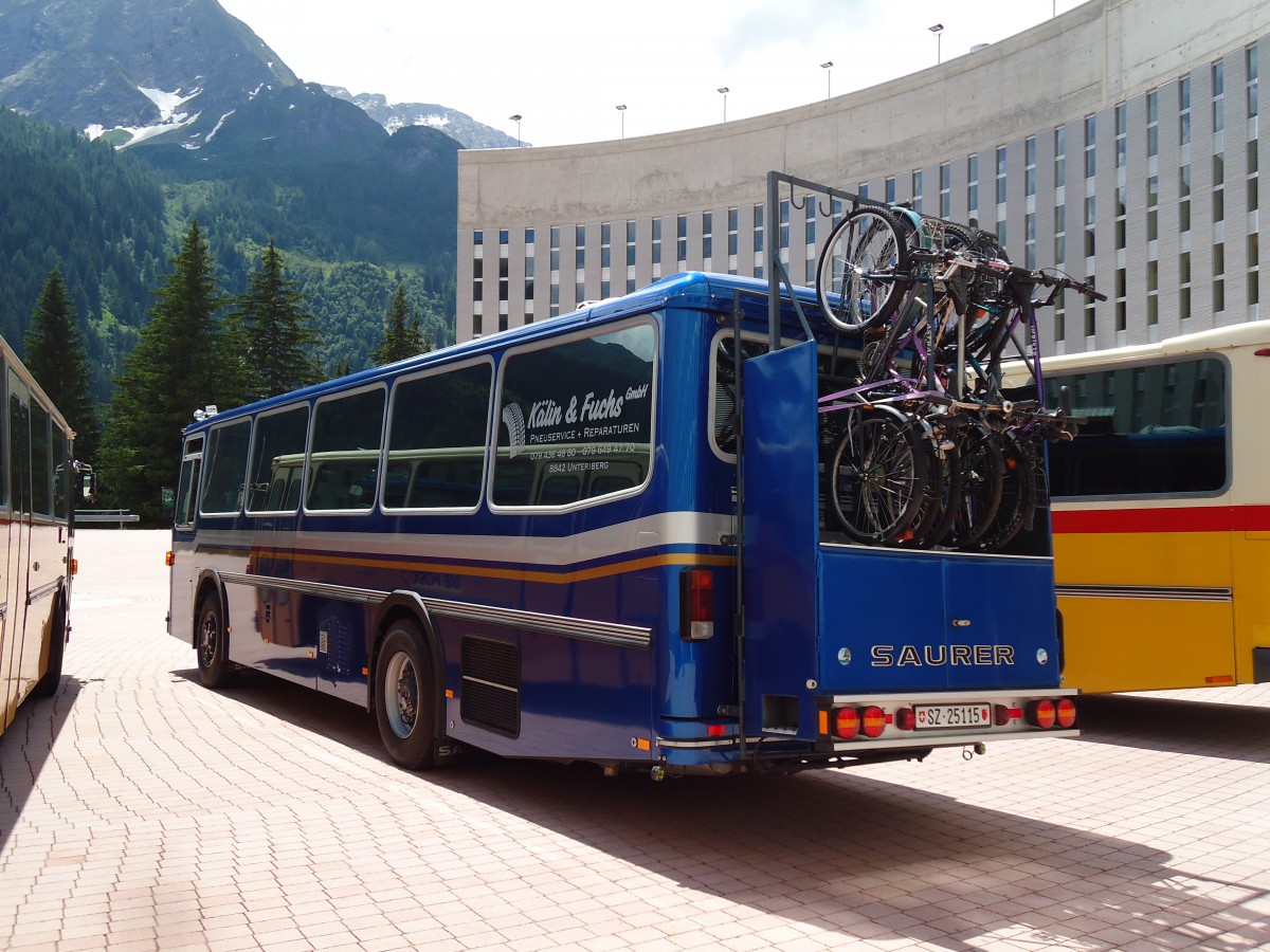 (145'923) - Steinauer, Einsiedeln - SZ 25'115 - Saurer/R&J (ex Albin, Fllanden; ex SBB Bern; ex Solr&Fontana; ex P 24'359) am 20. Juni 2013 in Airolo, Caserna