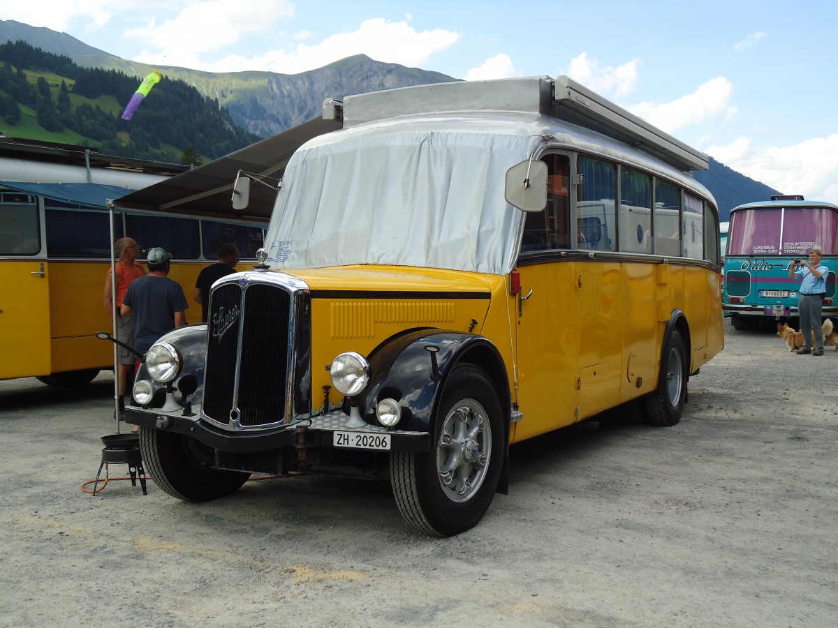 (146'365) - Langenegger A., Wdenswil - ZH 20'206 - Saurer/Krapf (ex Tscharner, Thusis) am 17. August 2013 in Lenk, Metschbahnen