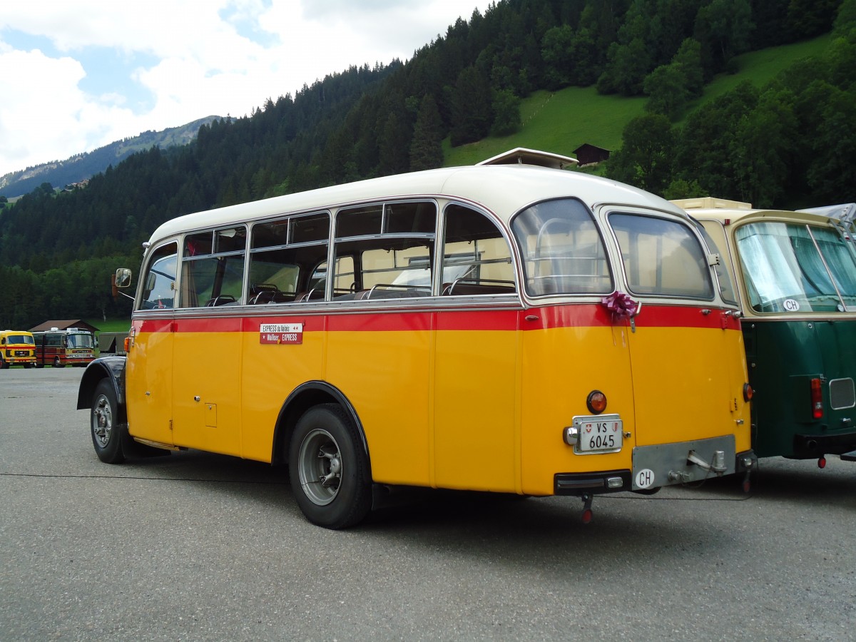 (146'403) - Suter, Savise - VS 6045 - Saurer/Lauber (ex Humbert-Droz, Lignires; ex P 21'016; ex Pache+Helfer, Colombier) am 17. August 2013 in Lenk, Metschbahnen