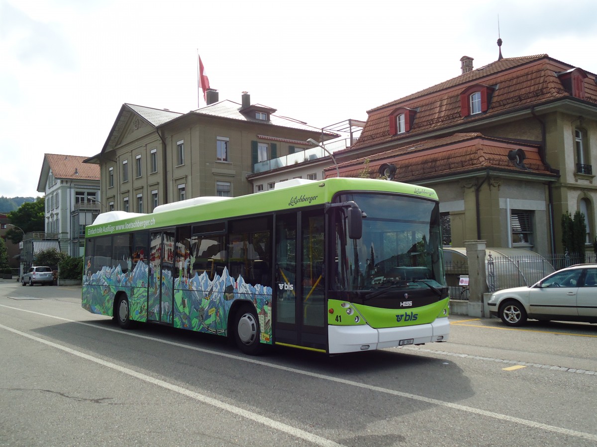 (146'870) - Busland, Burgdorf - Nr. 41/BE 593 - Scania/Hess am 1. September 2013 beim Bahnhof Burgdorf