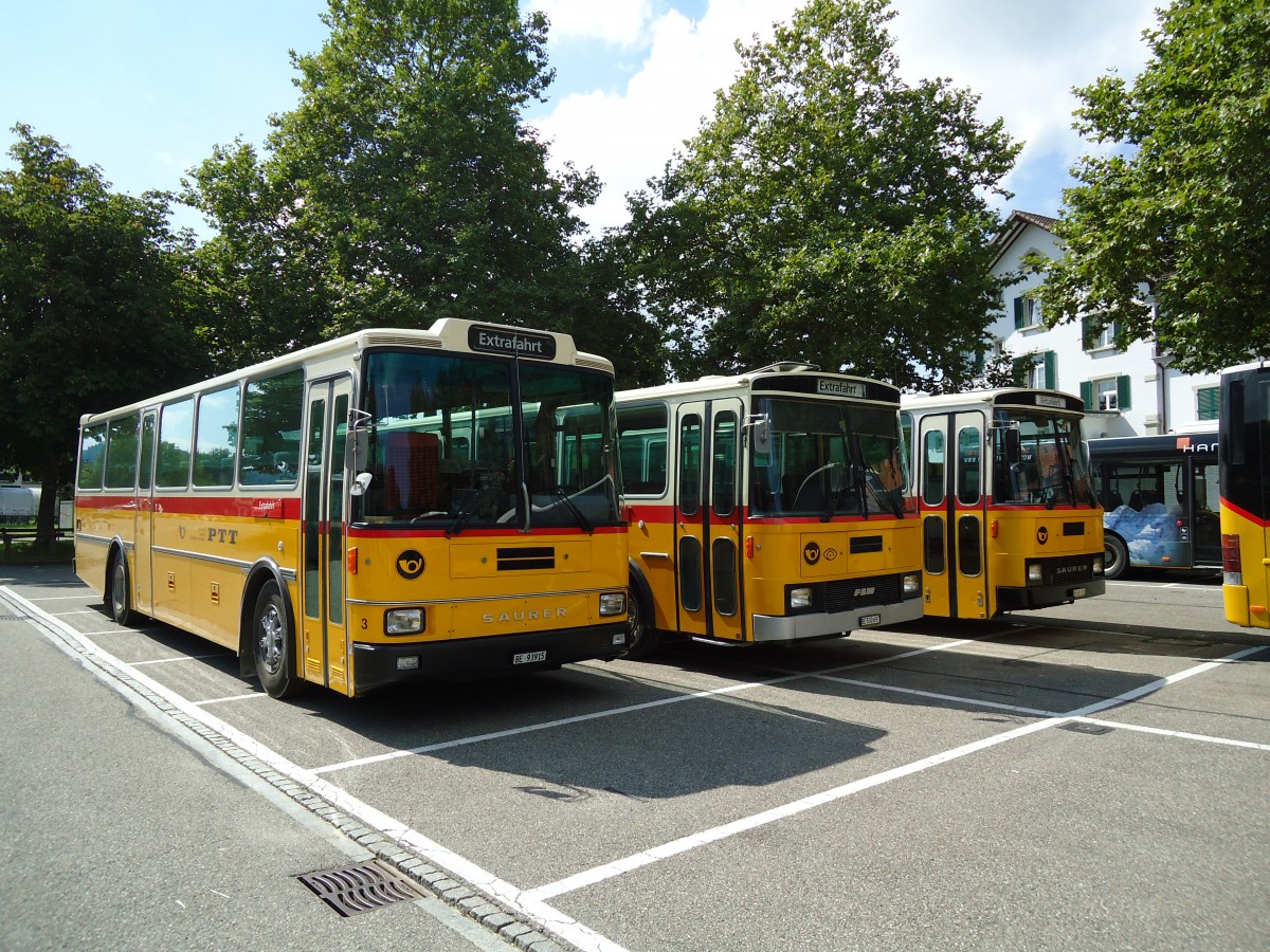 (146'957) - Kolb, Matten - Nr. 3/BE 93'915 - Saurer/R&J (ex Schmocker, Stechelberg Nr. 3; ex Nr. 1; ex Gertsch, Stechelberg Nr. 1) am 1. September 2013 in Burgdorf, Markthalle